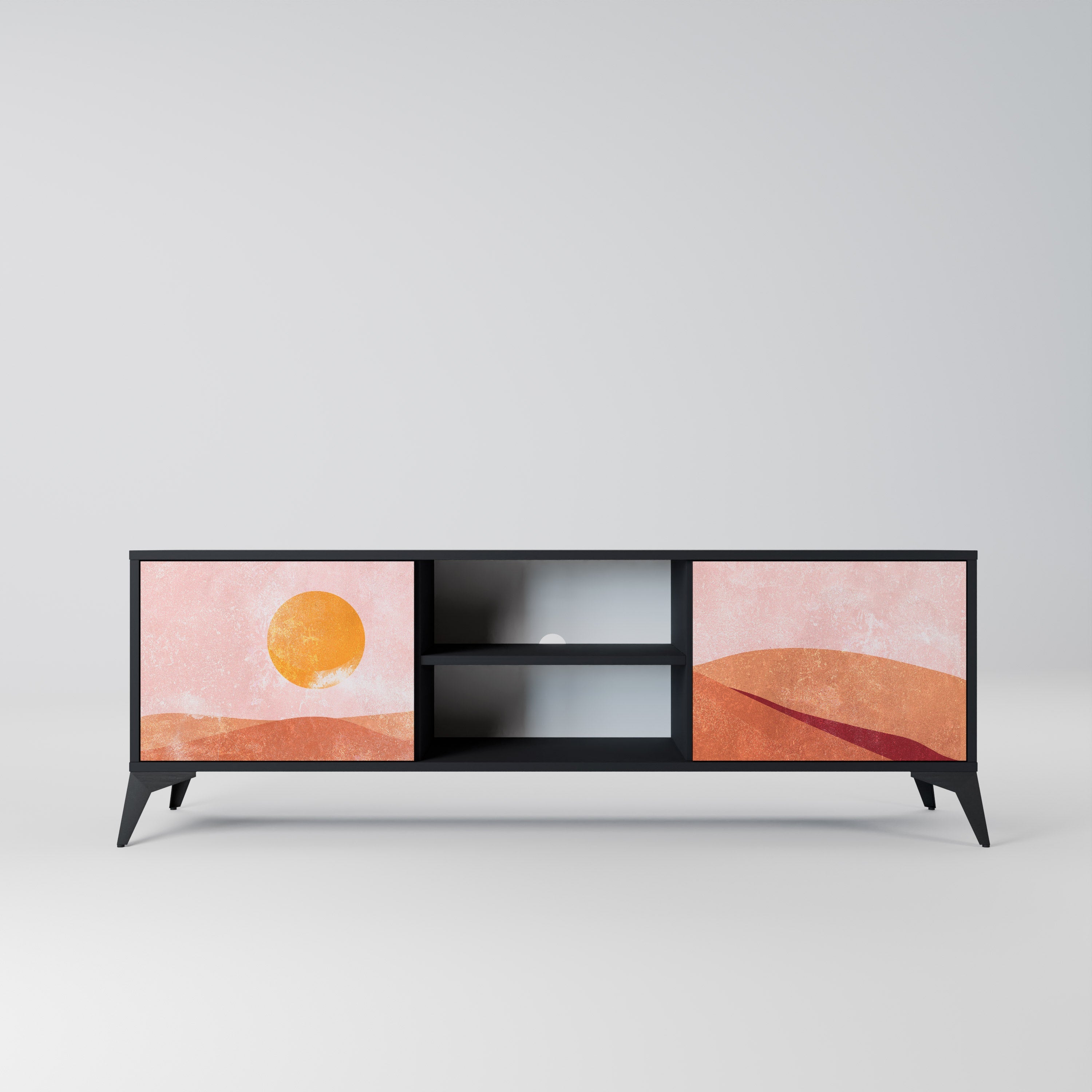 LUMINOUS SUNLIGHT TV-Lowboard mit 2 Türen in Schwarz