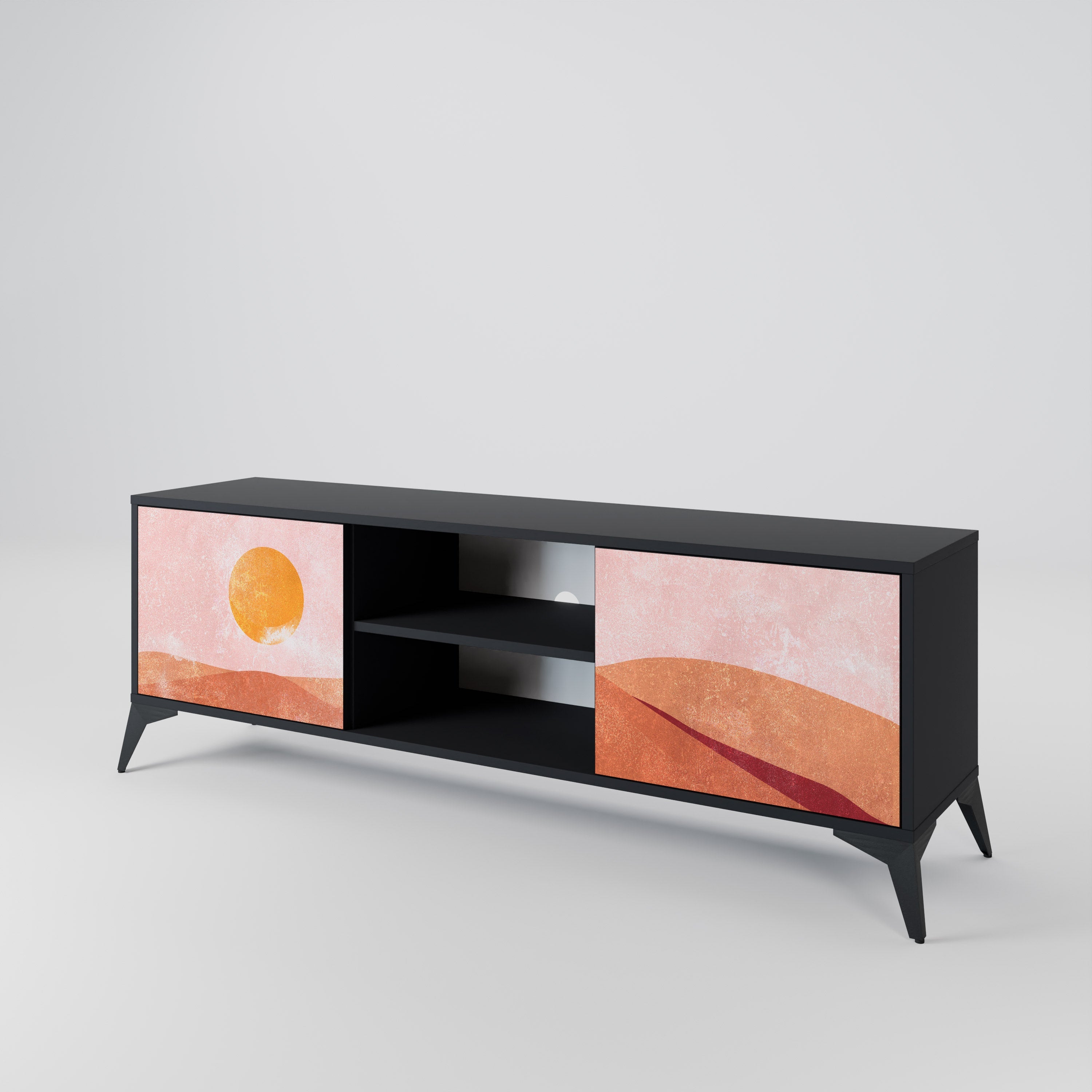 LUMINOUS SUNLIGHT TV-Lowboard mit 2 Türen in Schwarz