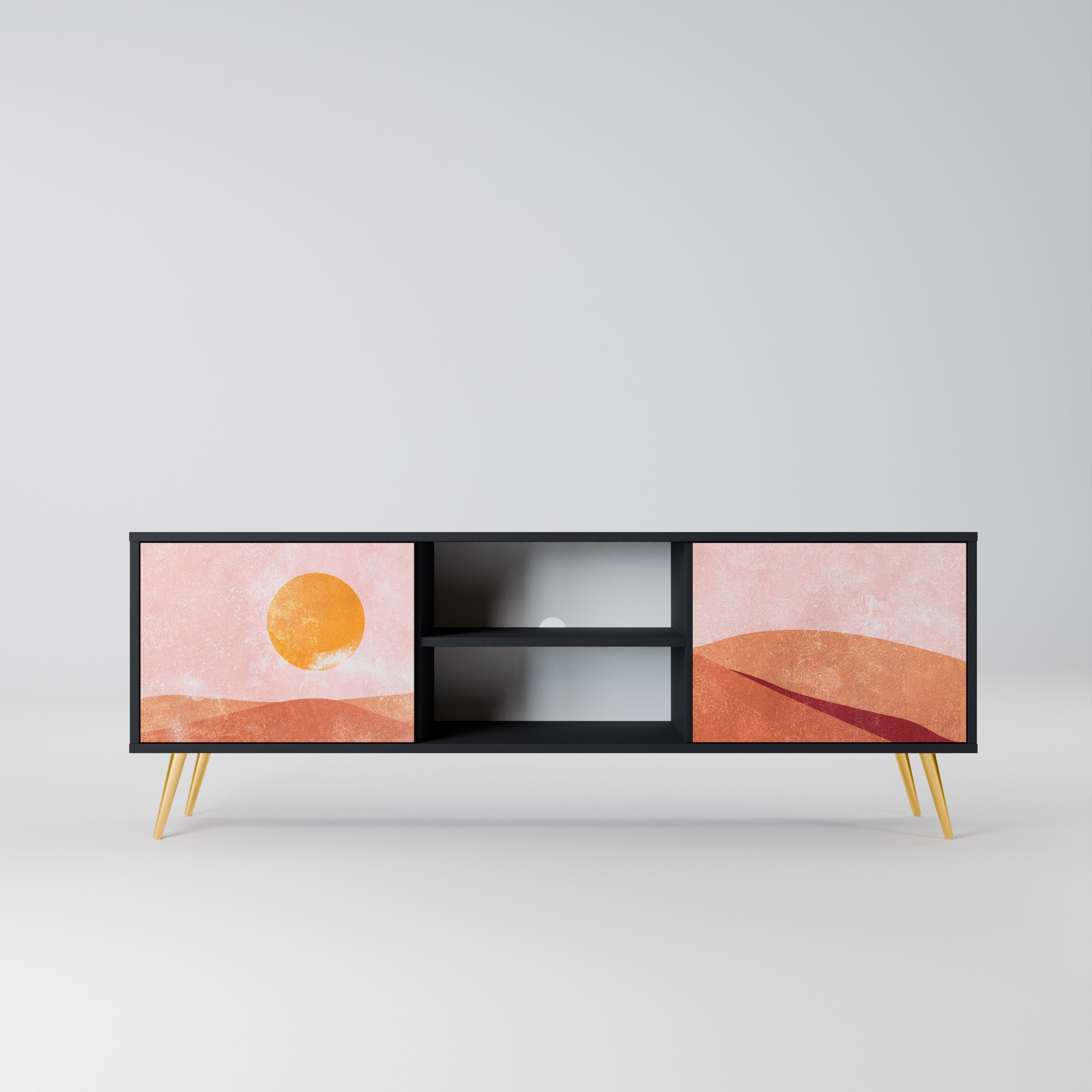 LUMINOUS SUNLIGHT TV-Lowboard mit 2 Türen in Schwarz