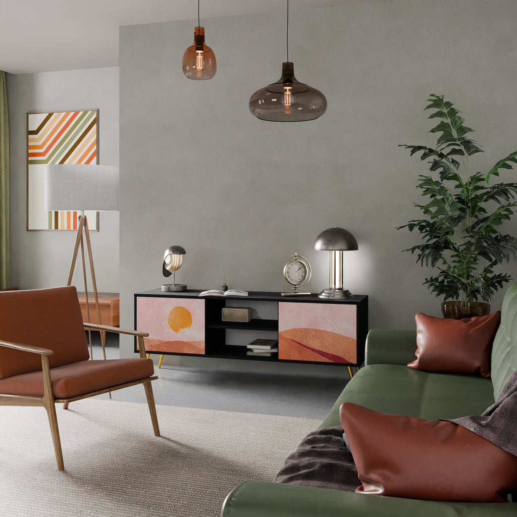 LUMINOUS SUNLIGHT TV-Lowboard mit 2 Türen in Schwarz