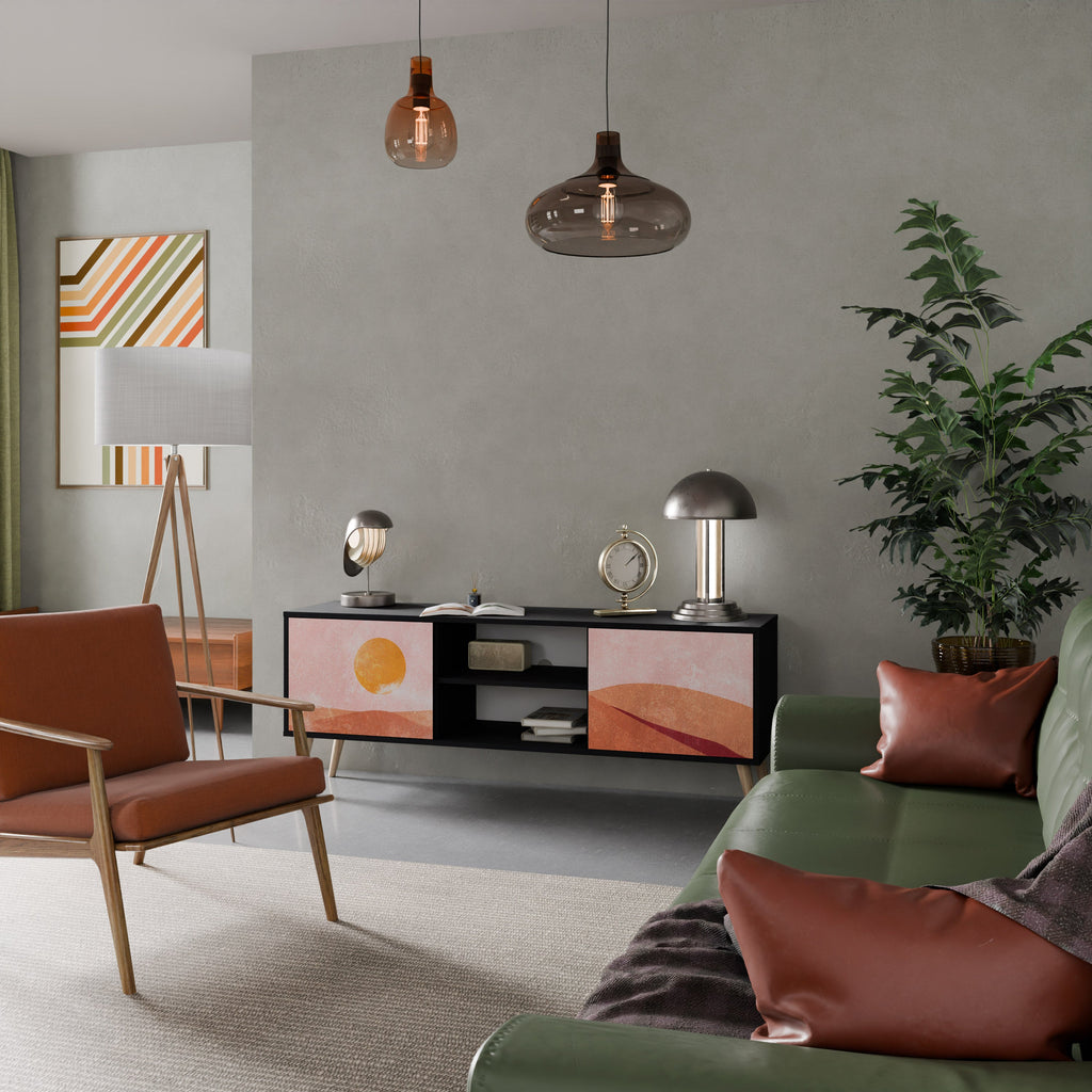 LUMINOUS SUNLIGHT TV-Lowboard mit 2 Türen in Schwarz