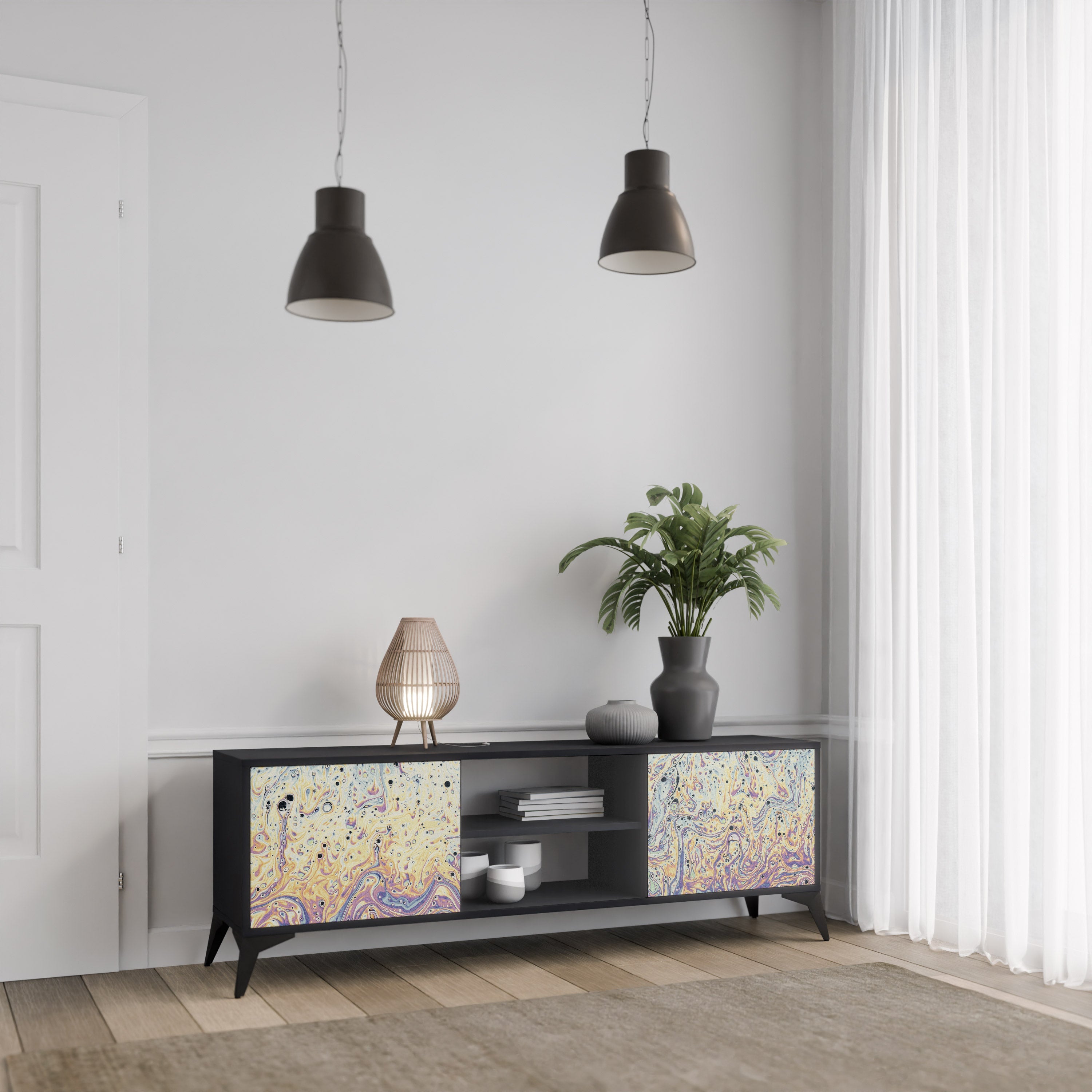 MOSAIC OF COLORS TV-Lowboard mit 2 Türen in Schwarz