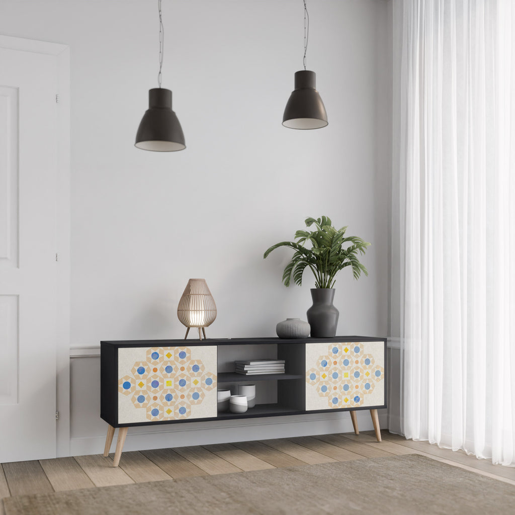 PATTERNED PRISM TV-Lowboard mit 2 Türen in Schwarz