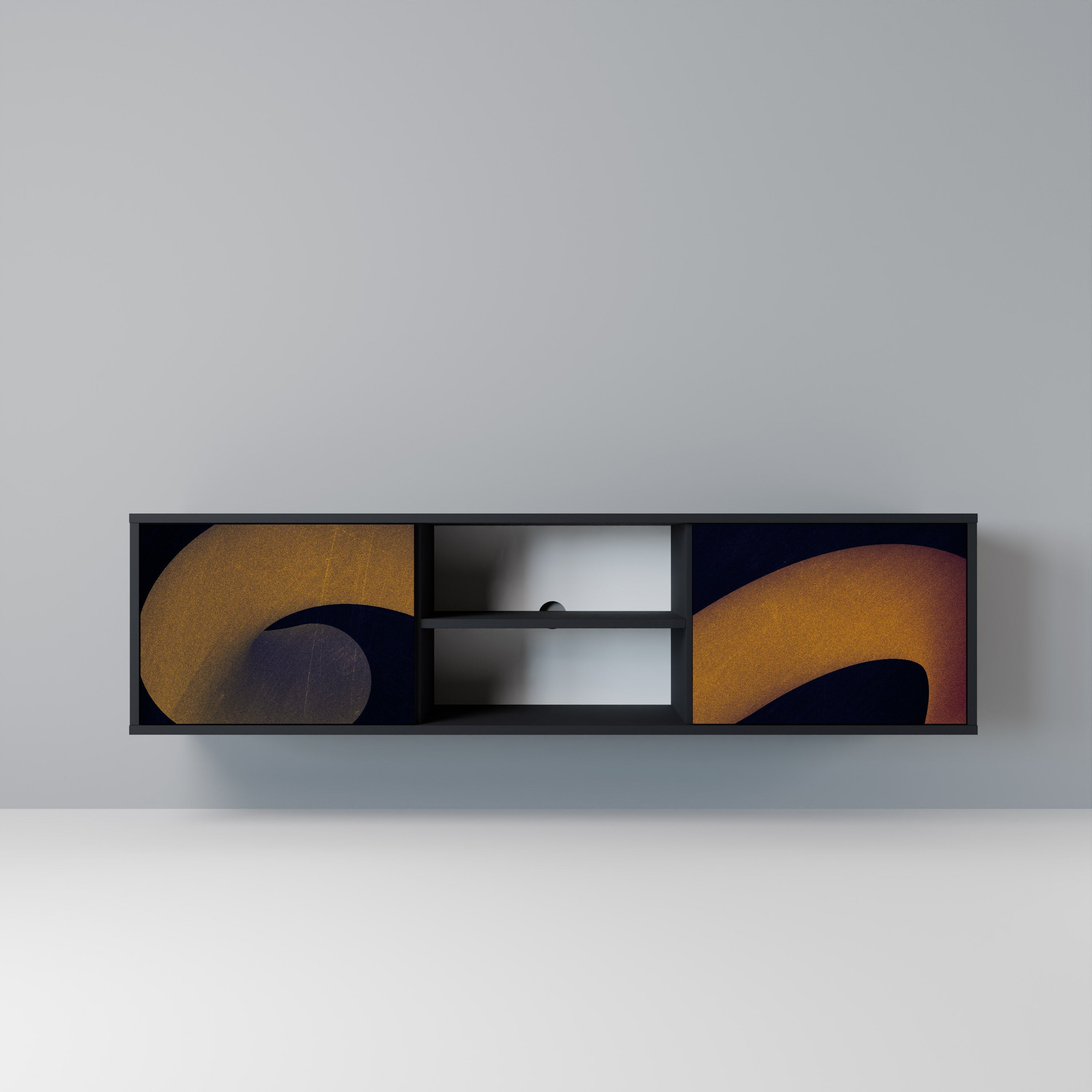 HOLLOW TIME TV-Lowboard mit 2 Türen in Schwarz