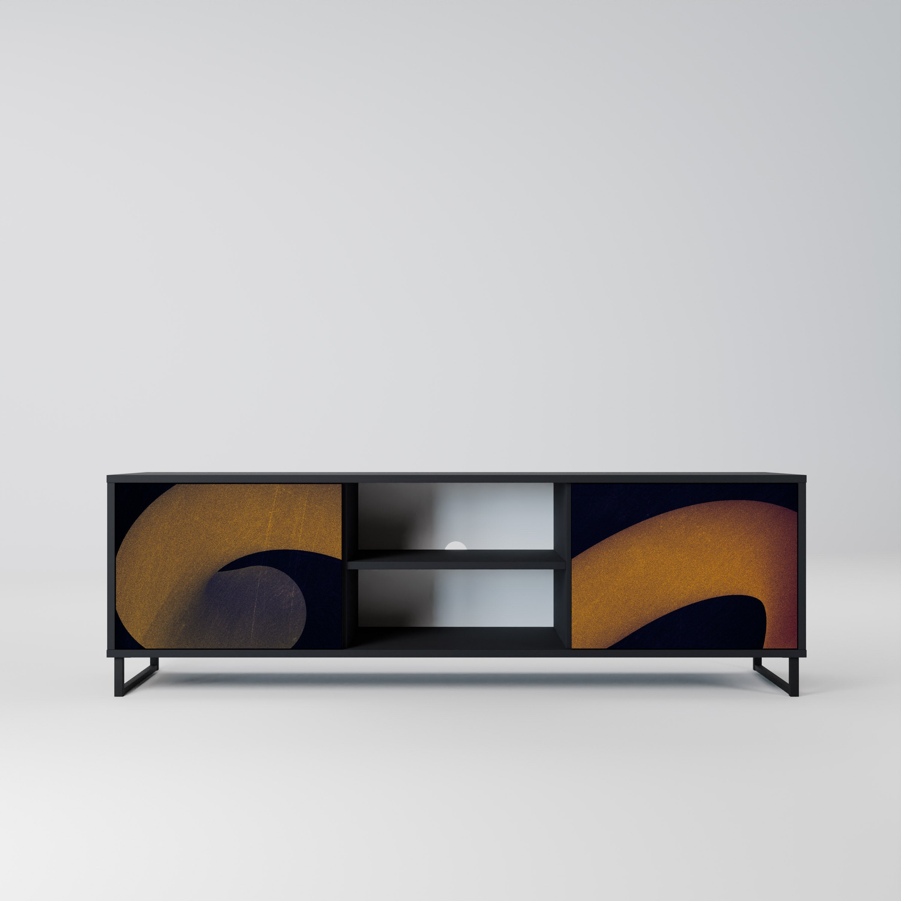 HOLLOW TIME TV-Lowboard mit 2 Türen in Schwarz