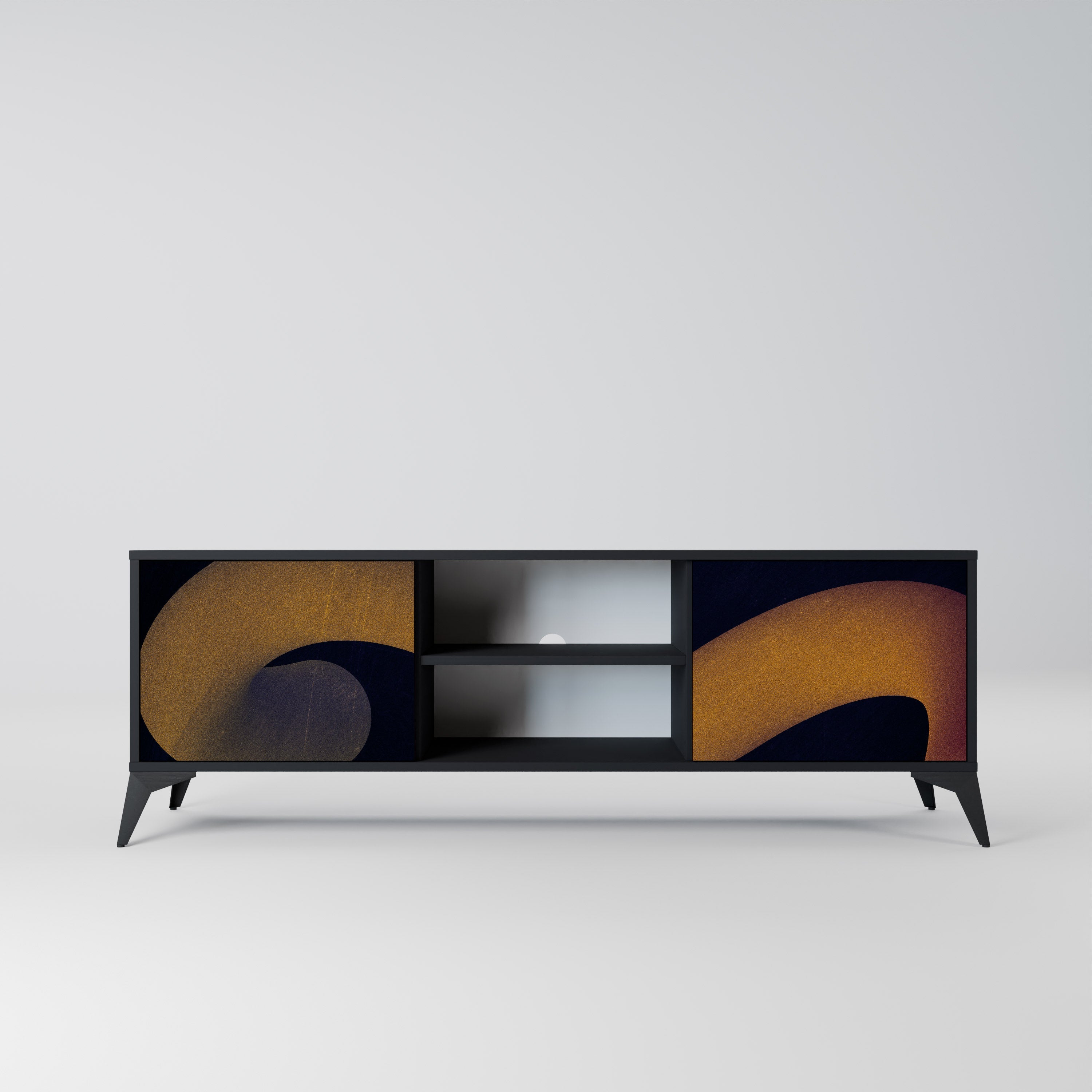 HOLLOW TIME TV-Lowboard mit 2 Türen in Schwarz