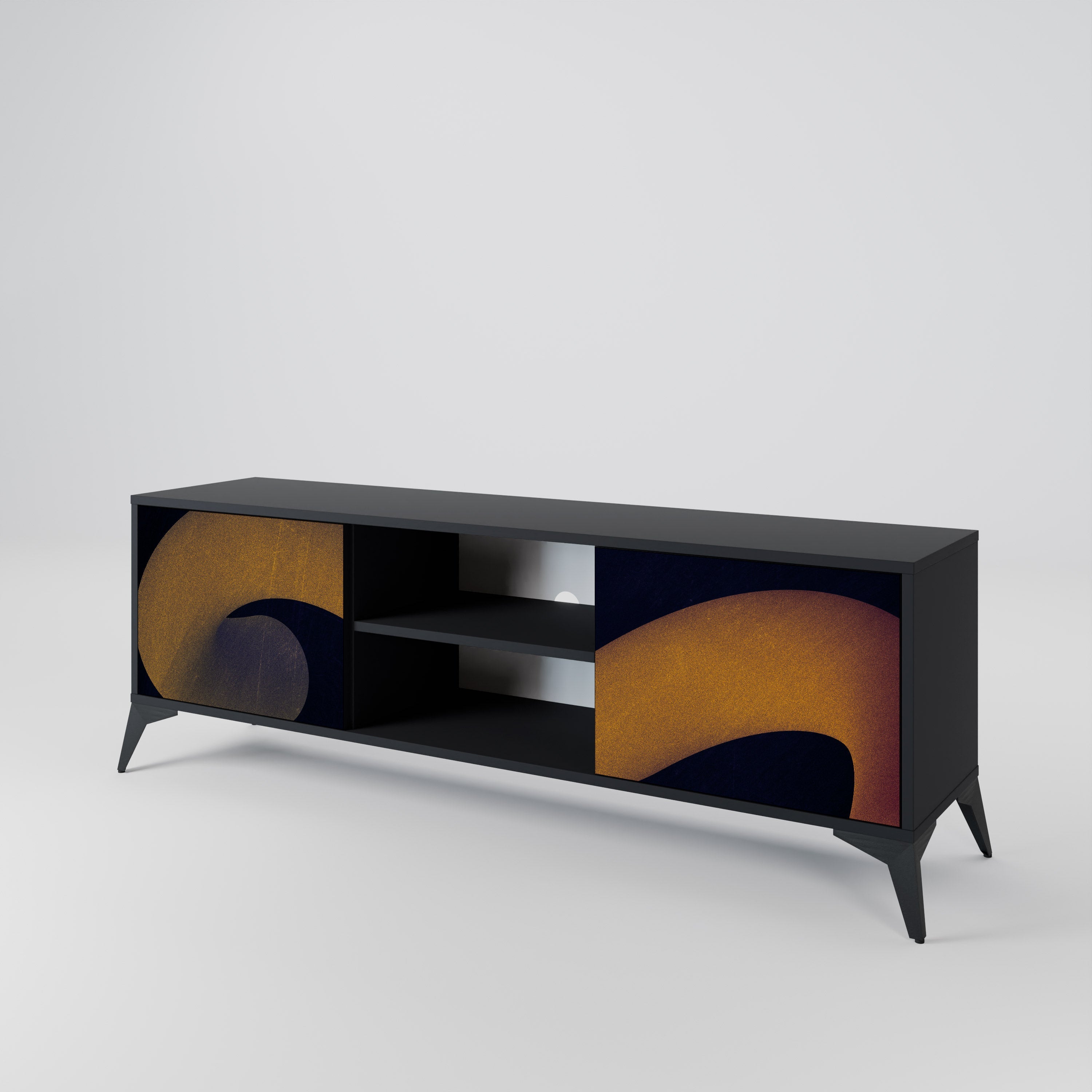 HOLLOW TIME TV-Lowboard mit 2 Türen in Schwarz