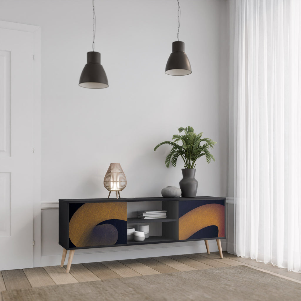 HOLLOW TIME TV-Lowboard mit 2 Türen in Schwarz