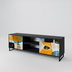 ABSTRACT FACES TV-Lowboard mit 2 Türen in Schwarz