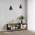 ABSTRACT FACES TV-Lowboard mit 2 Türen in Schwarz