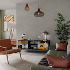 ABSTRACT FACES TV-Lowboard mit 2 Türen in Schwarz