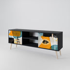 ABSTRACT FACES TV-Lowboard mit 2 Türen in Schwarz