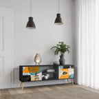 ABSTRACT FACES TV-Lowboard mit 2 Türen in Schwarz