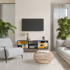 ABSTRACT FACES TV-Lowboard mit 2 Türen in Schwarz