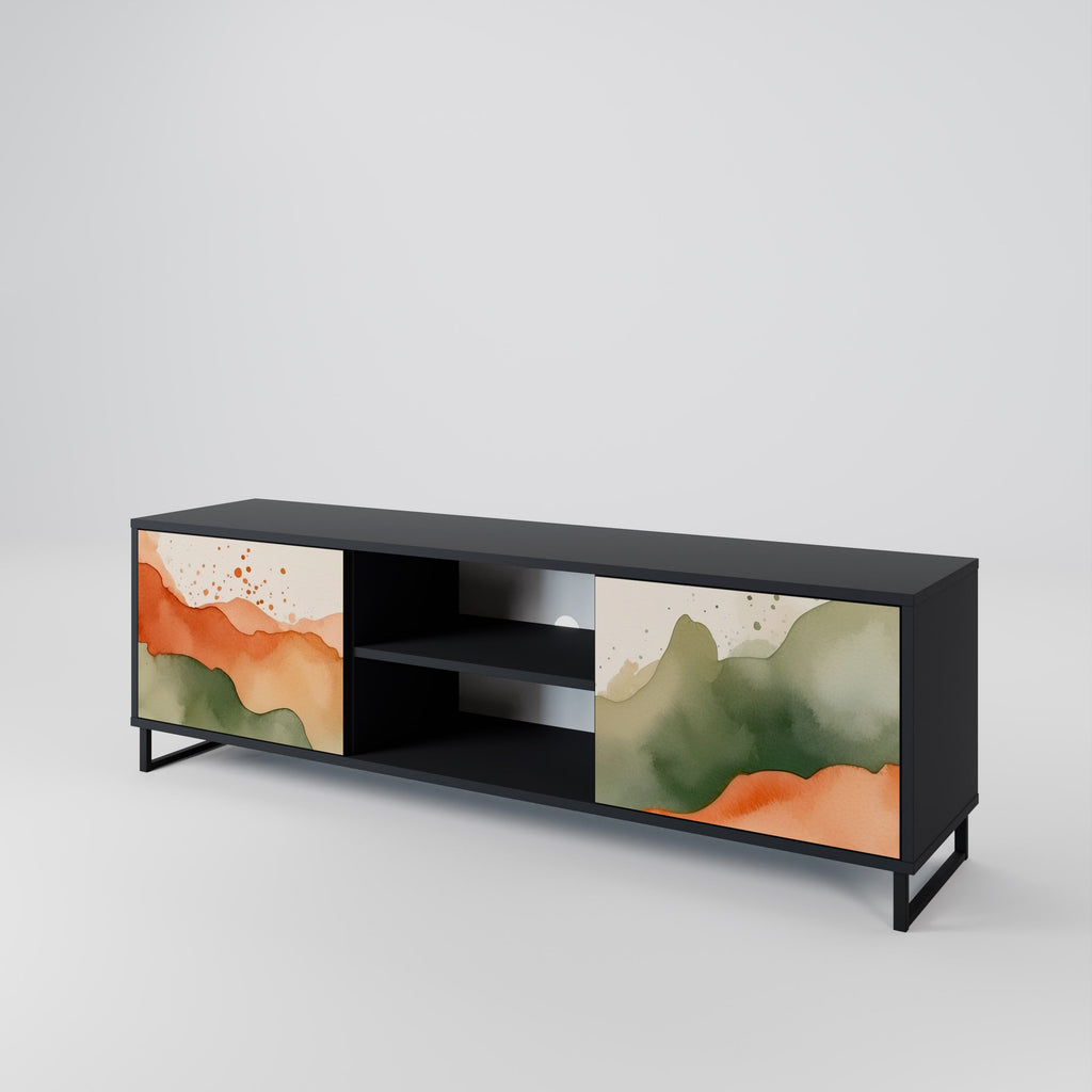 WATERCOLOUR PEAKS 2-Door TV Stand in Black Finish