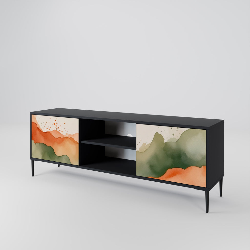 WATERCOLOUR PEAKS 2-Door TV Stand in Black Finish