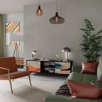 ABSTRACT LANDSCAPE TV-Lowboard mit 2 Türen in Schwarz