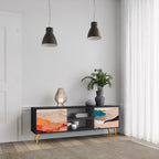 ABSTRACT LANDSCAPE TV-Lowboard mit 2 Türen in Schwarz