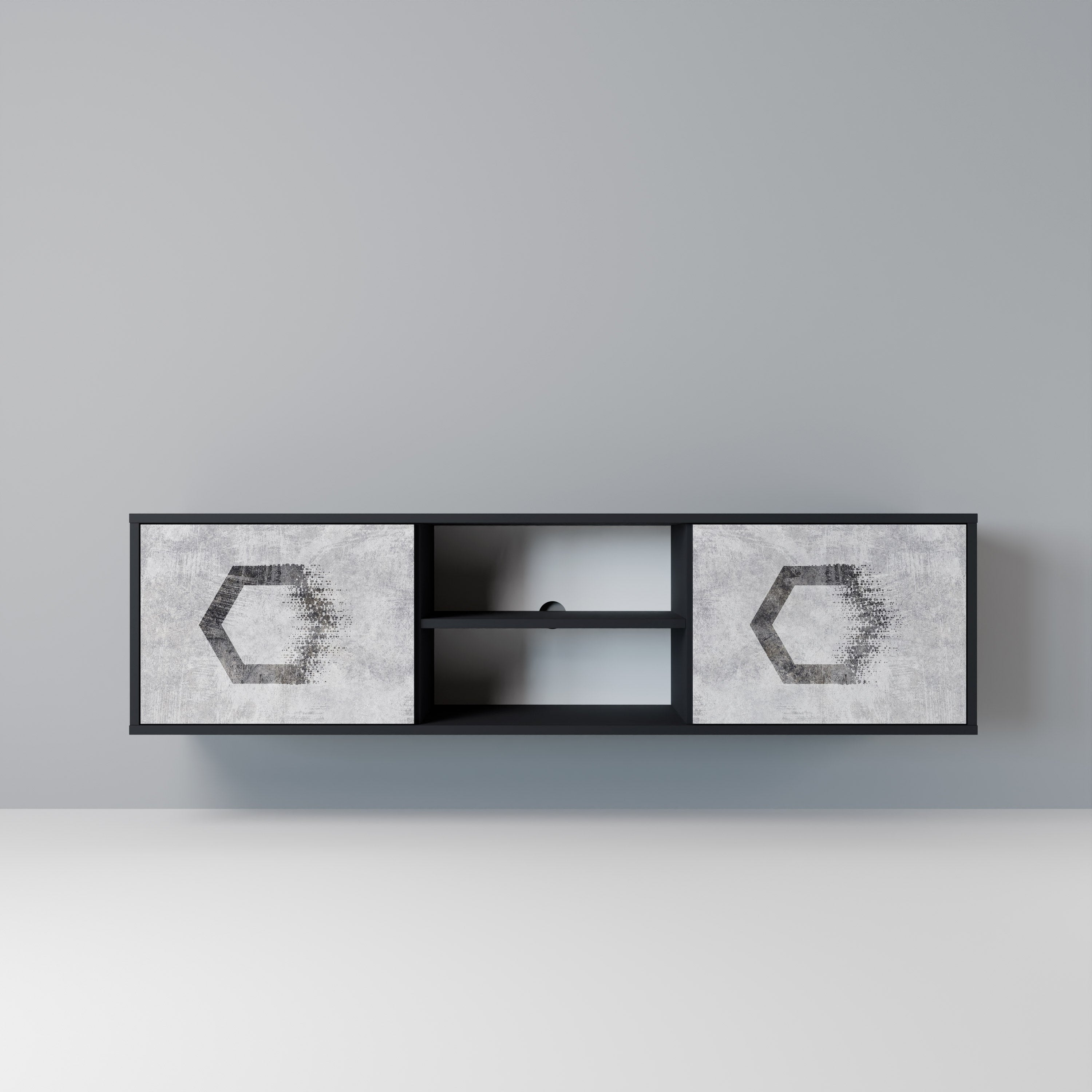 HEXAGONAL FIGURES TV-Lowboard mit 2 Türen in Schwarz