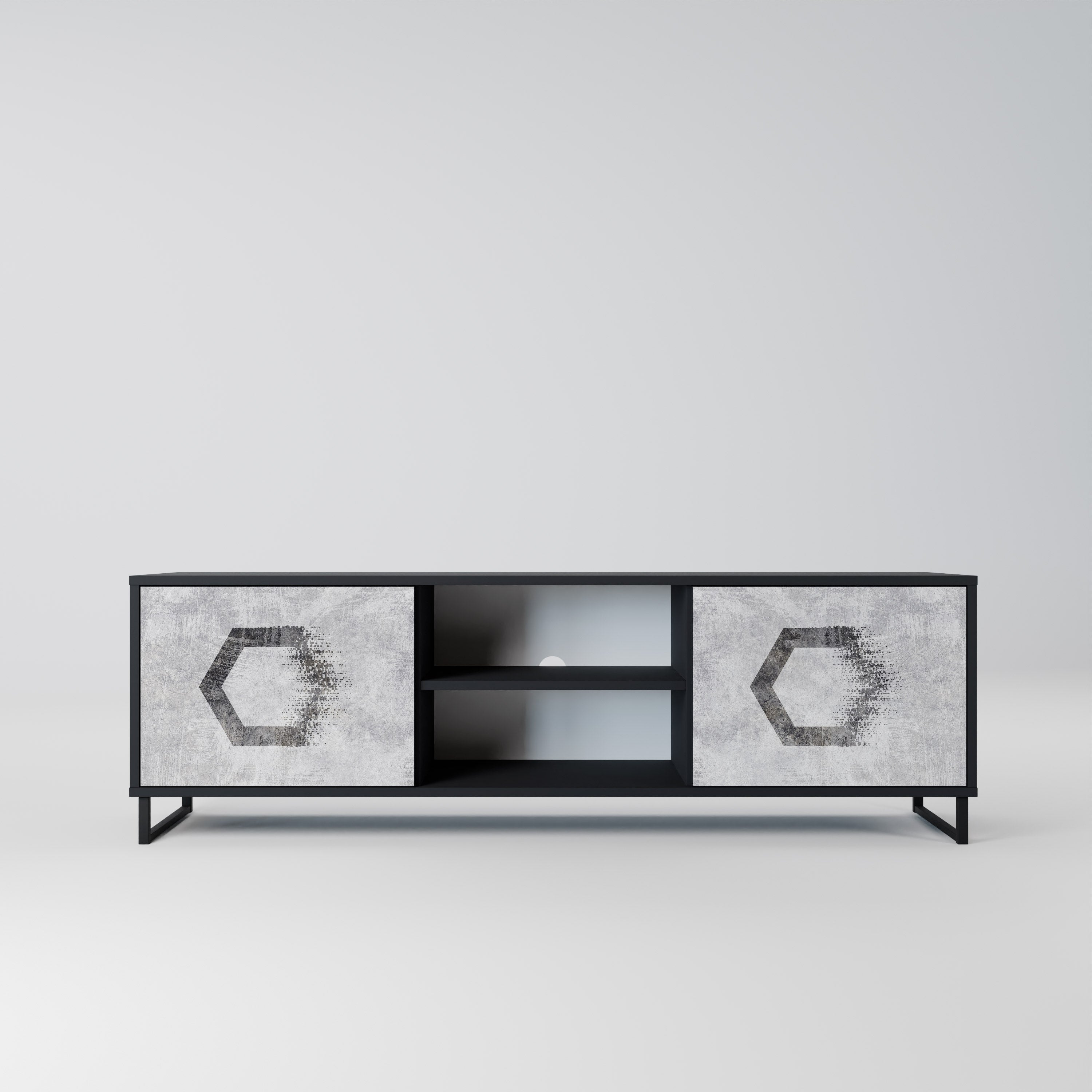 HEXAGONAL FIGURES TV-Lowboard mit 2 Türen in Schwarz