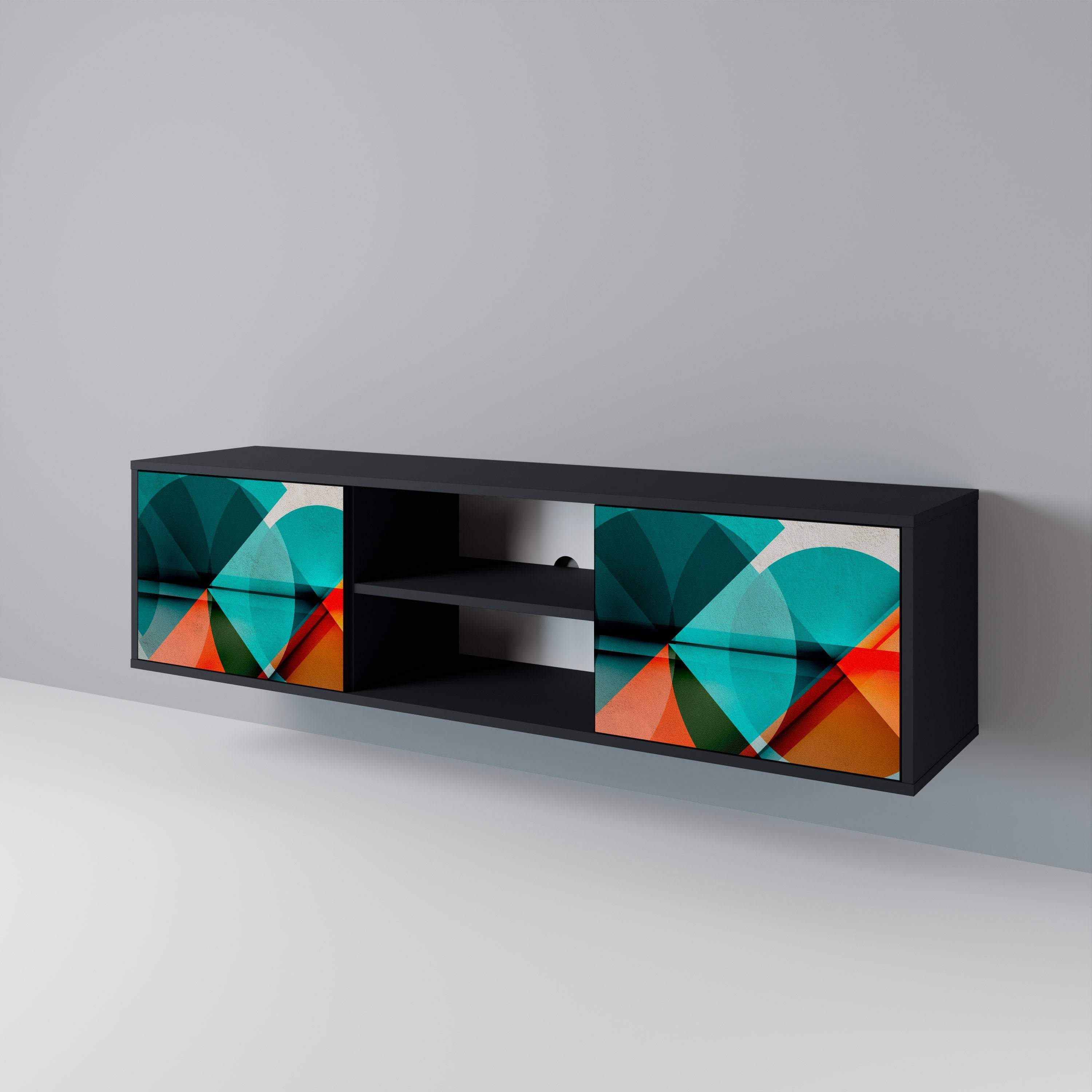 CIRCULAR RHAPSODY TV-Lowboard mit 2 Türen in Schwarz