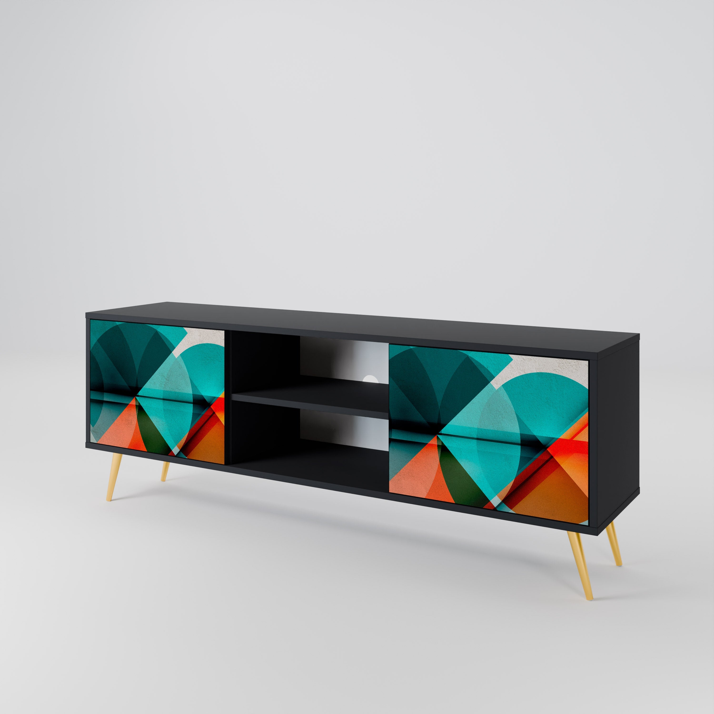 CIRCULAR RHAPSODY TV-Lowboard mit 2 Türen in Schwarz