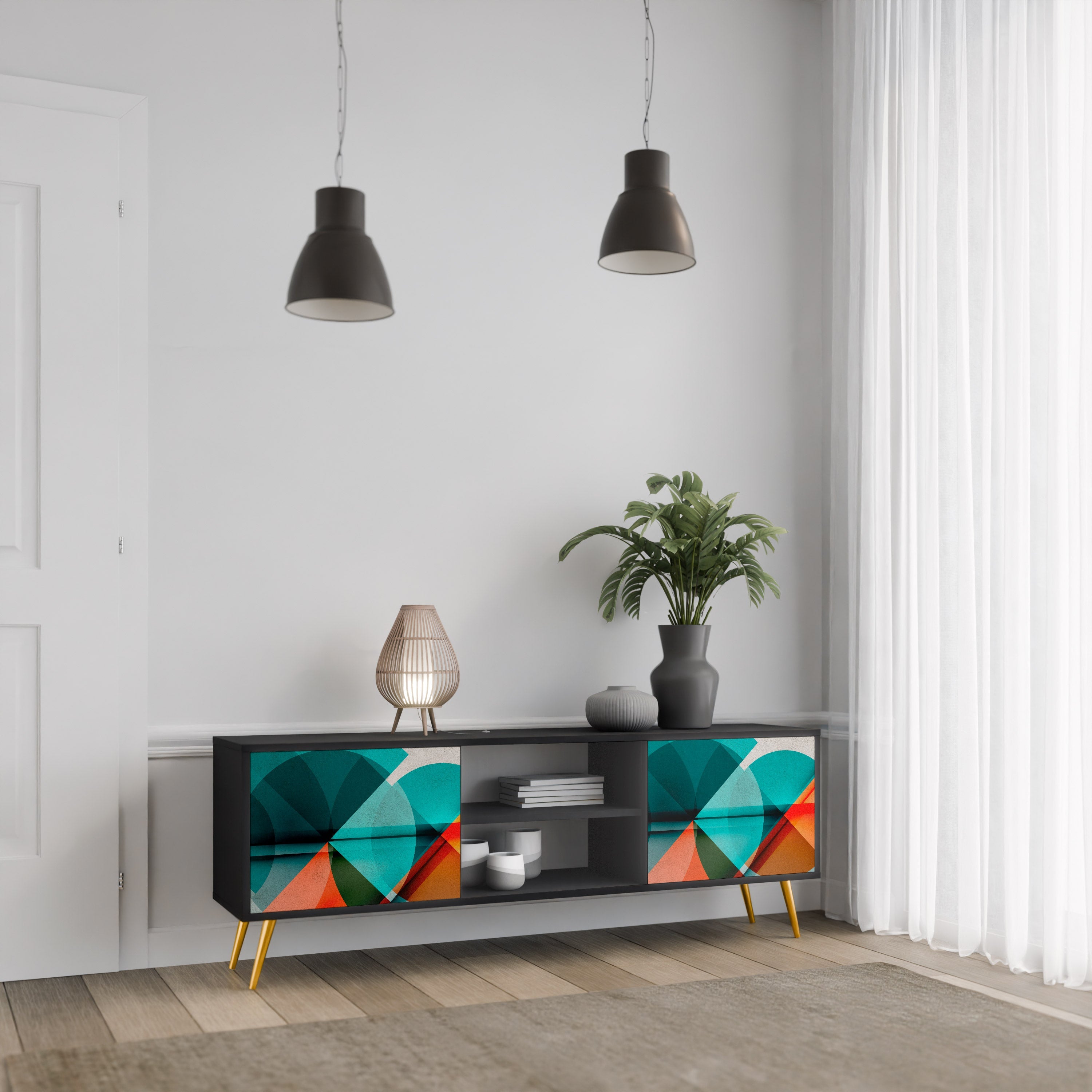 CIRCULAR RHAPSODY TV-Lowboard mit 2 Türen in Schwarz