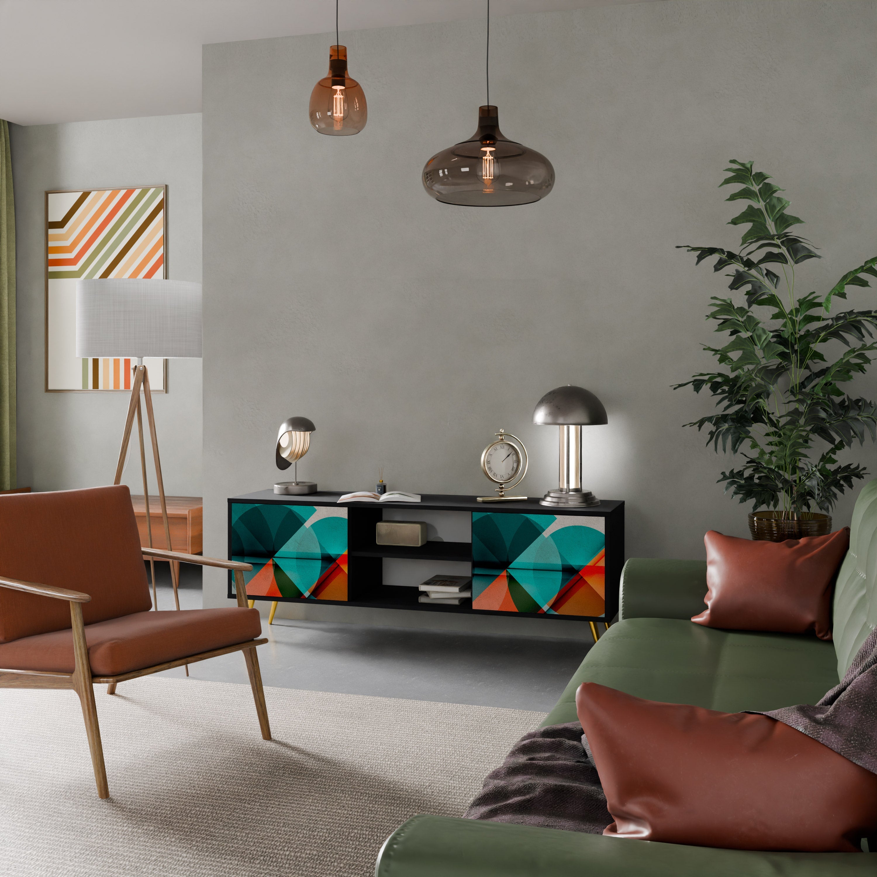 CIRCULAR RHAPSODY TV-Lowboard mit 2 Türen in Schwarz