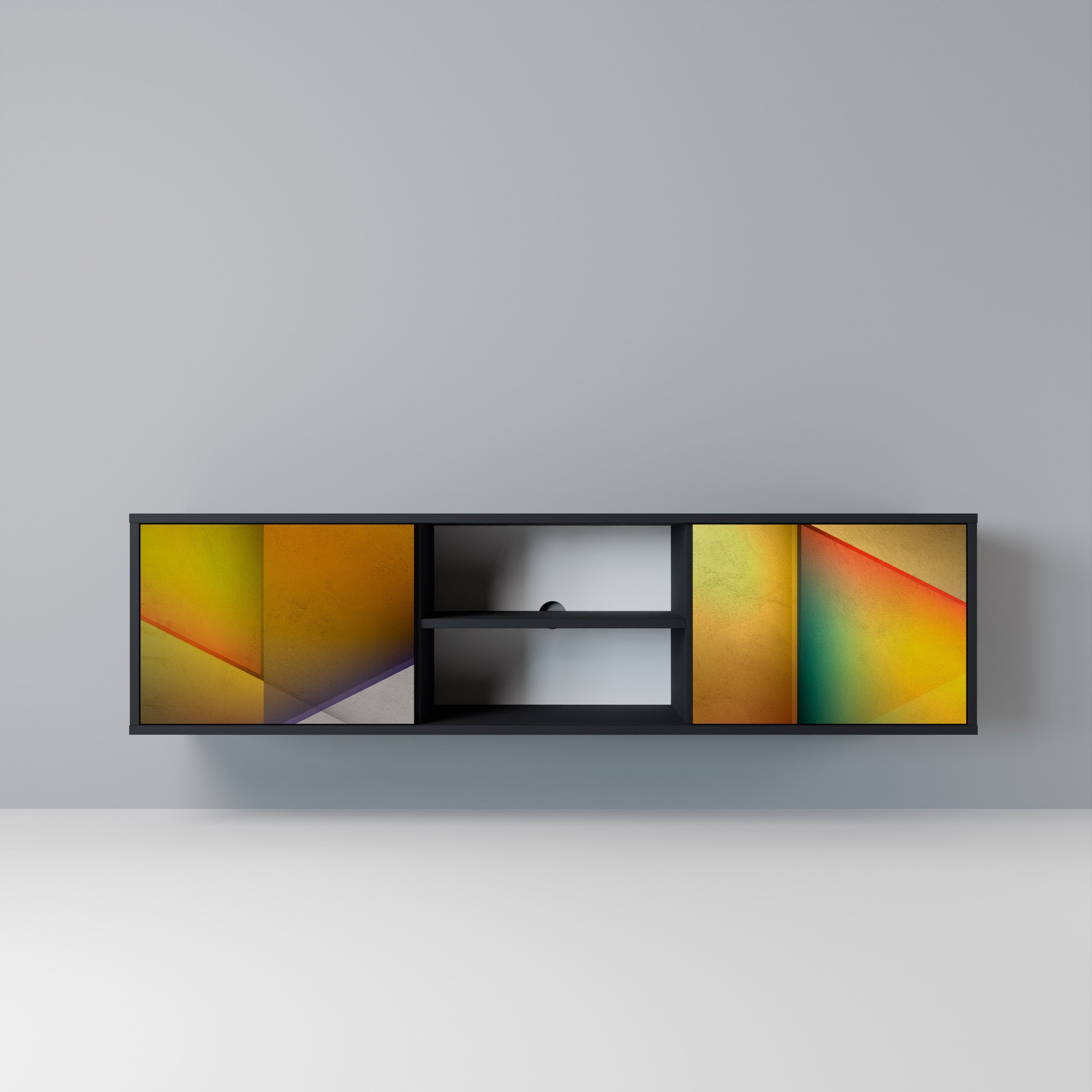 PIERCING SHARPNESS TV-Lowboard mit 2 Türen in Schwarz