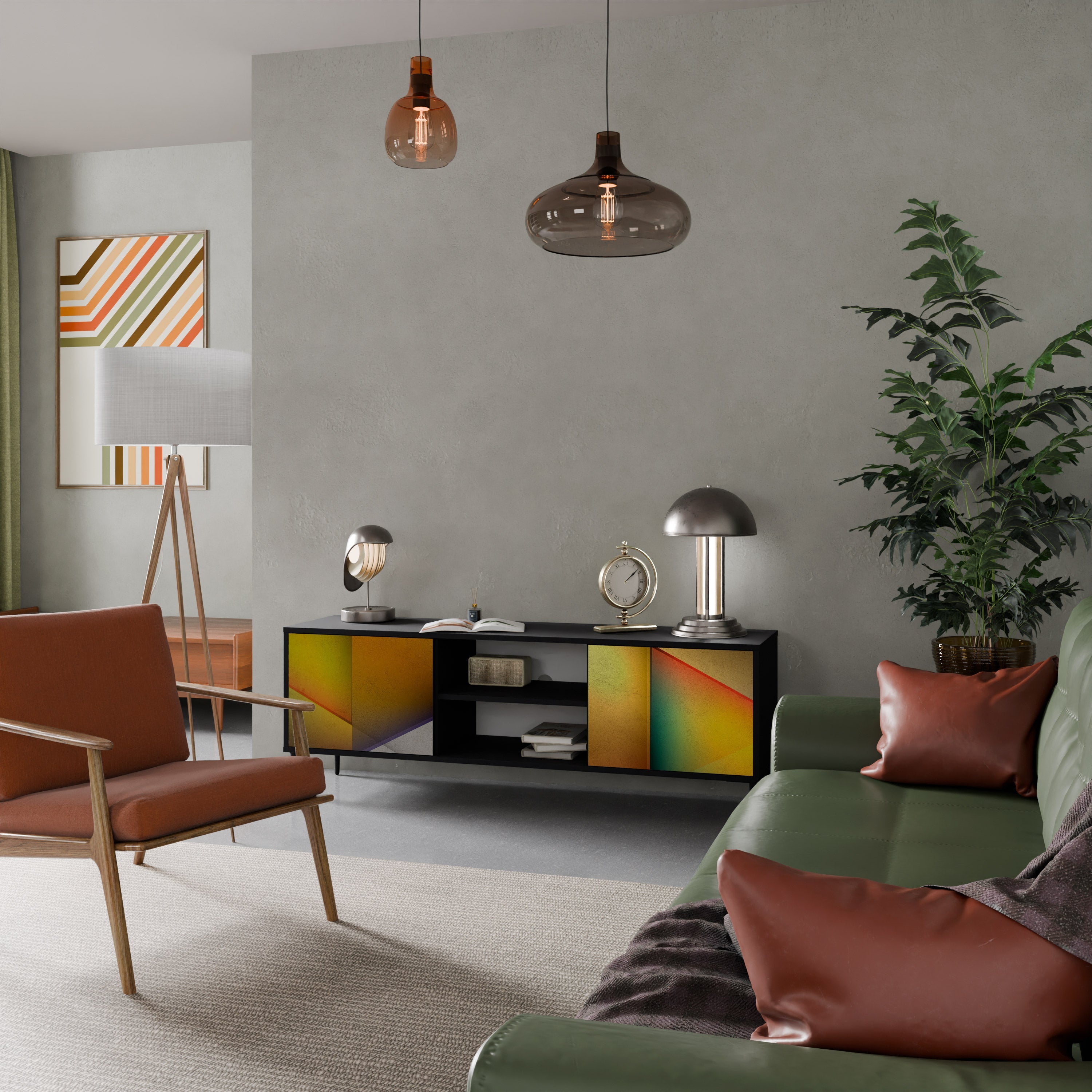 PIERCING SHARPNESS TV-Lowboard mit 2 Türen in Schwarz