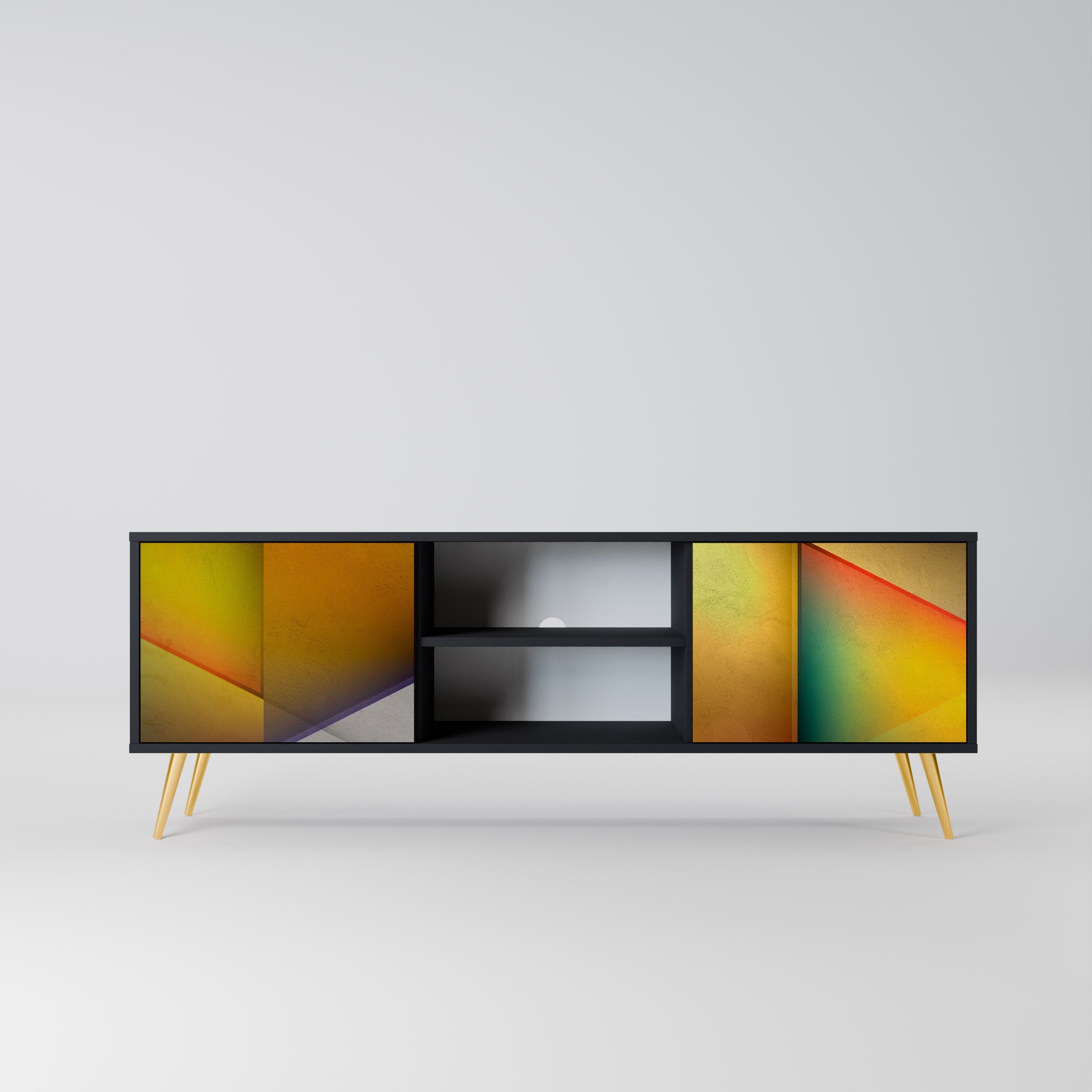 PIERCING SHARPNESS TV-Lowboard mit 2 Türen in Schwarz