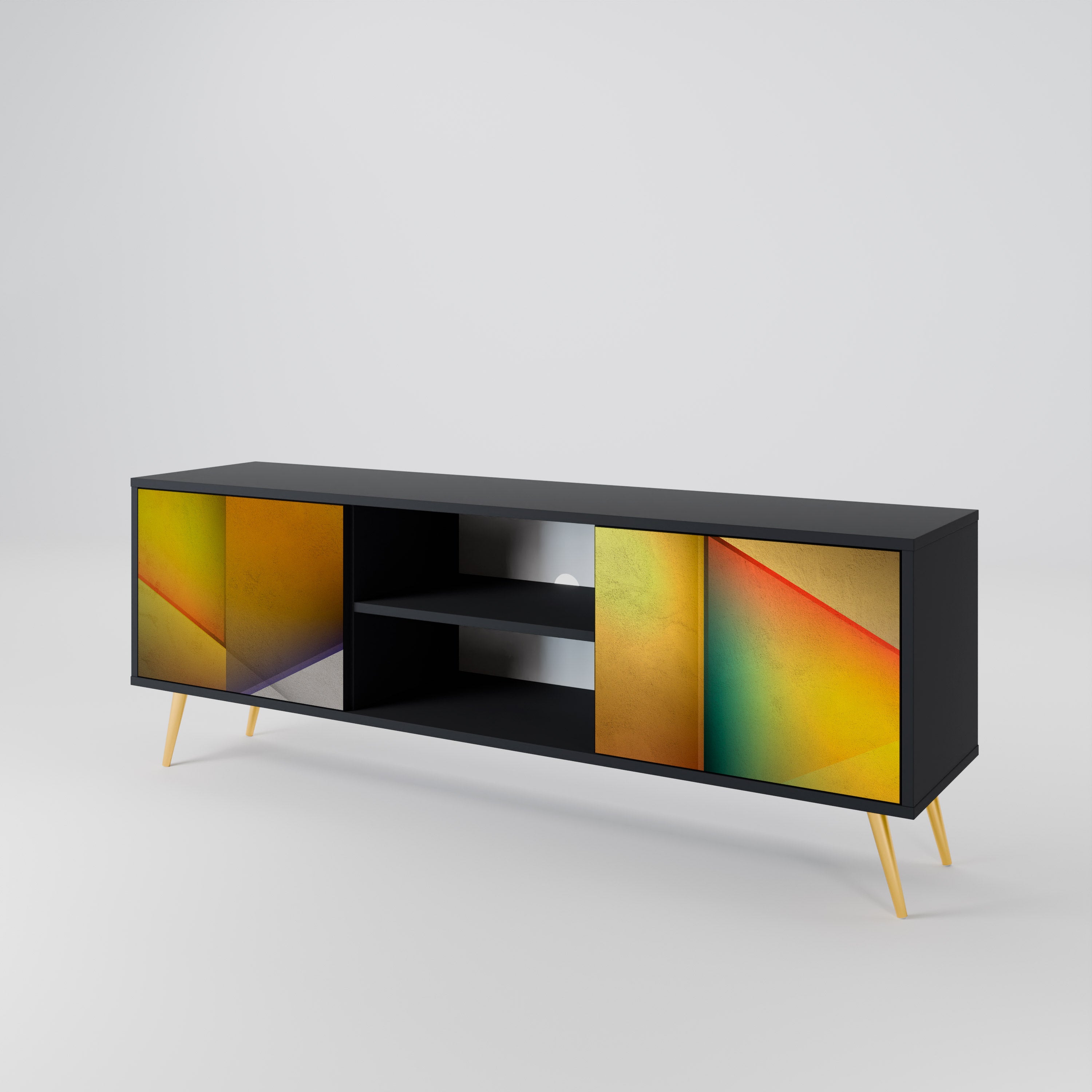 PIERCING SHARPNESS TV-Lowboard mit 2 Türen in Schwarz