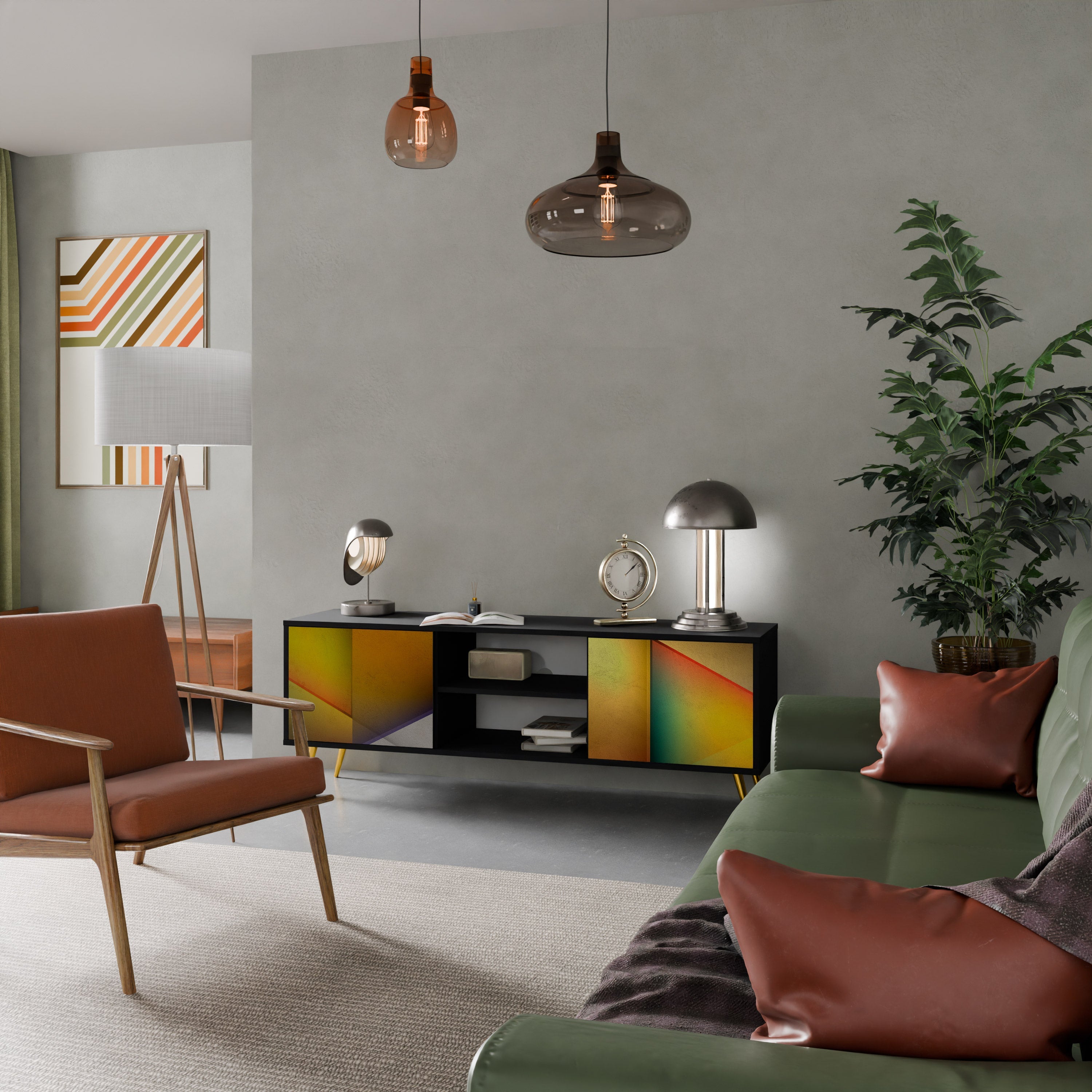 PIERCING SHARPNESS TV-Lowboard mit 2 Türen in Schwarz