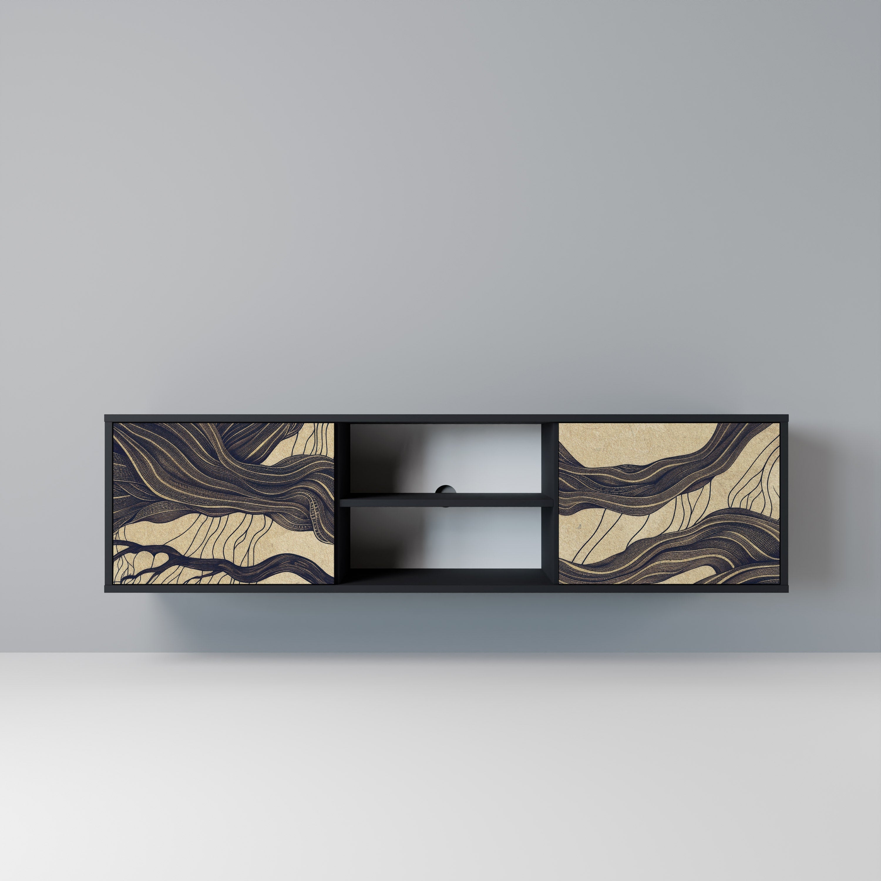 UNIFIED FRAGMENTS TV-Lowboard mit 2 Türen in Schwarz