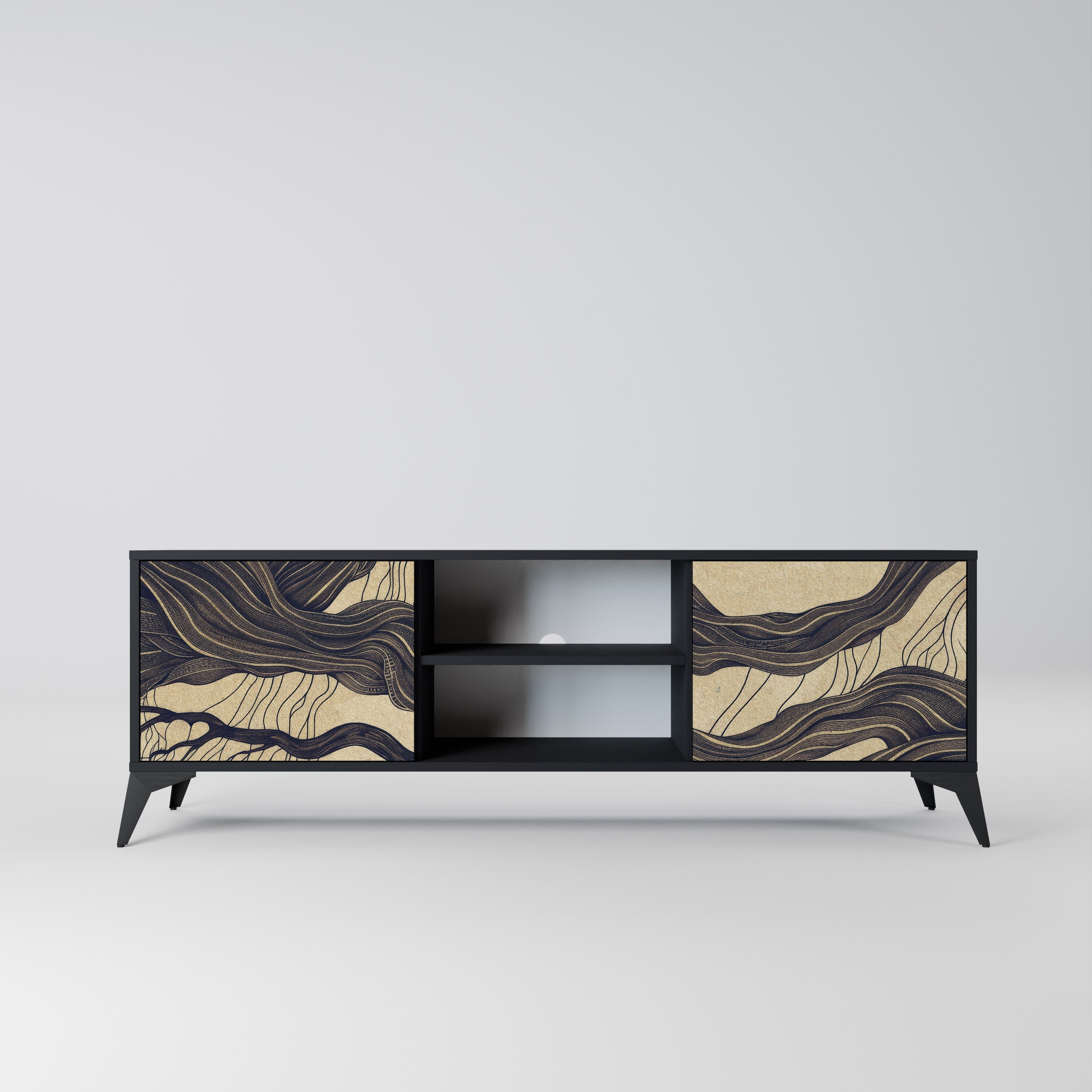 UNIFIED FRAGMENTS TV-Lowboard mit 2 Türen in Schwarz