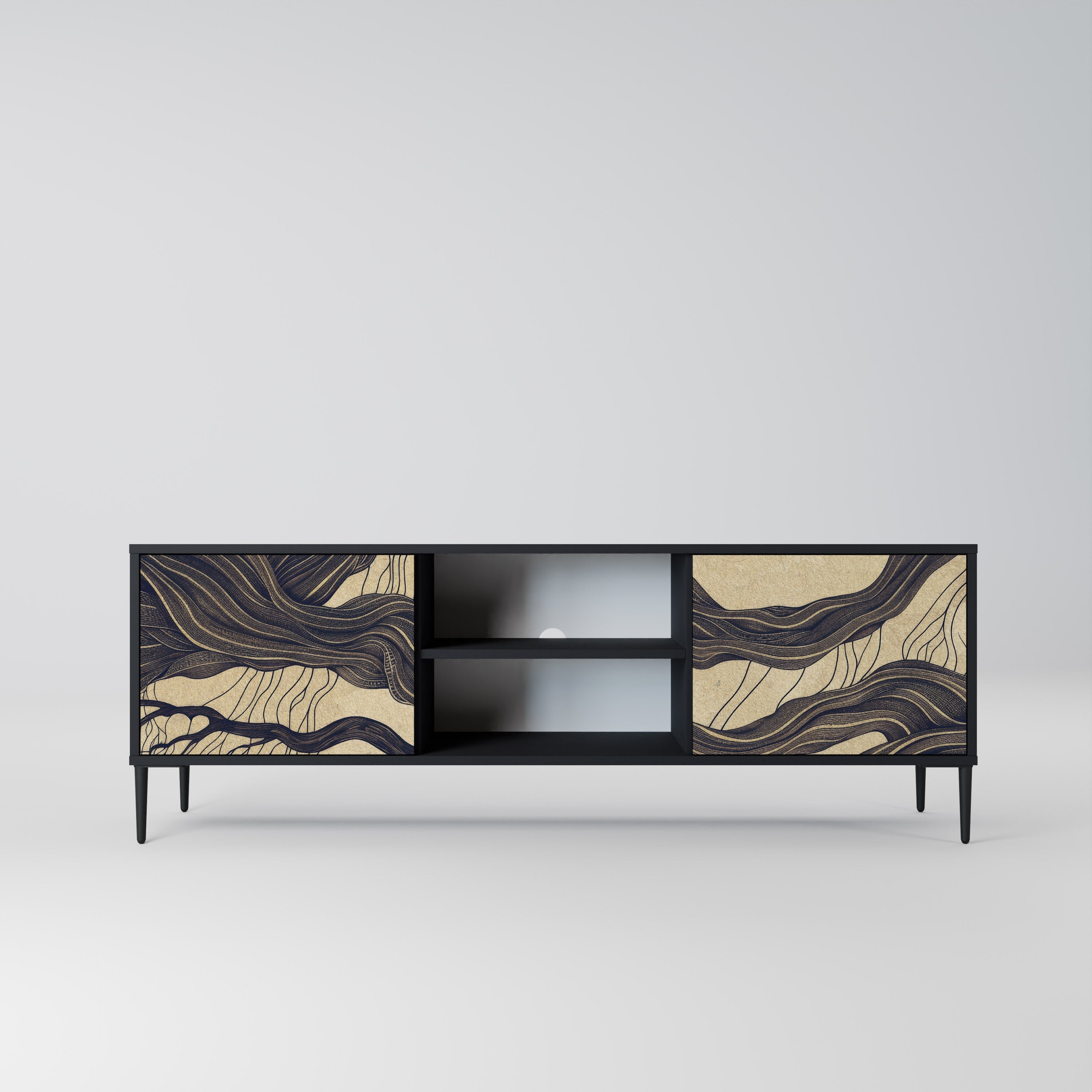 UNIFIED FRAGMENTS TV-Lowboard mit 2 Türen in Schwarz