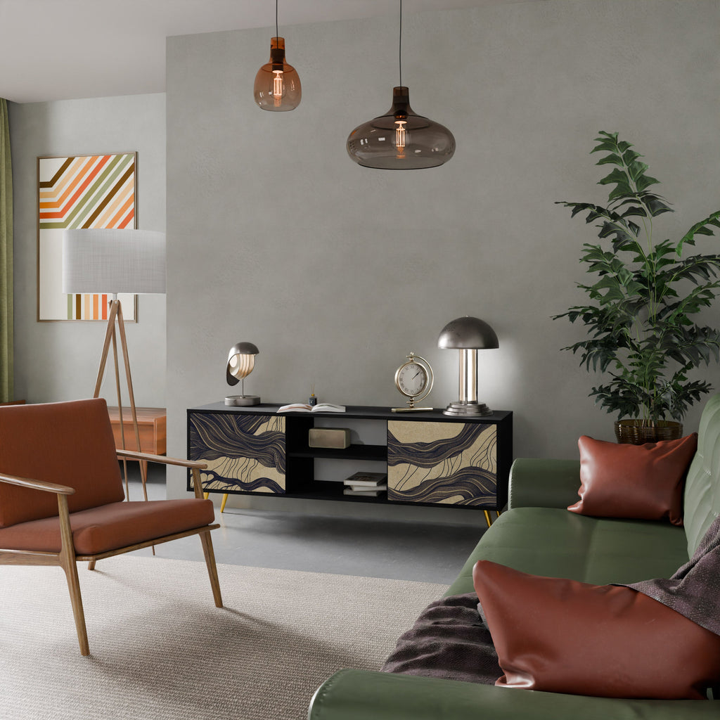 UNIFIED FRAGMENTS TV-Lowboard mit 2 Türen in Schwarz