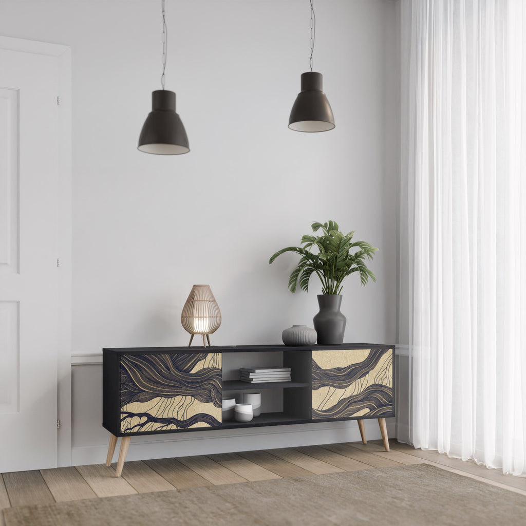 UNIFIED FRAGMENTS TV-Lowboard mit 2 Türen in Schwarz