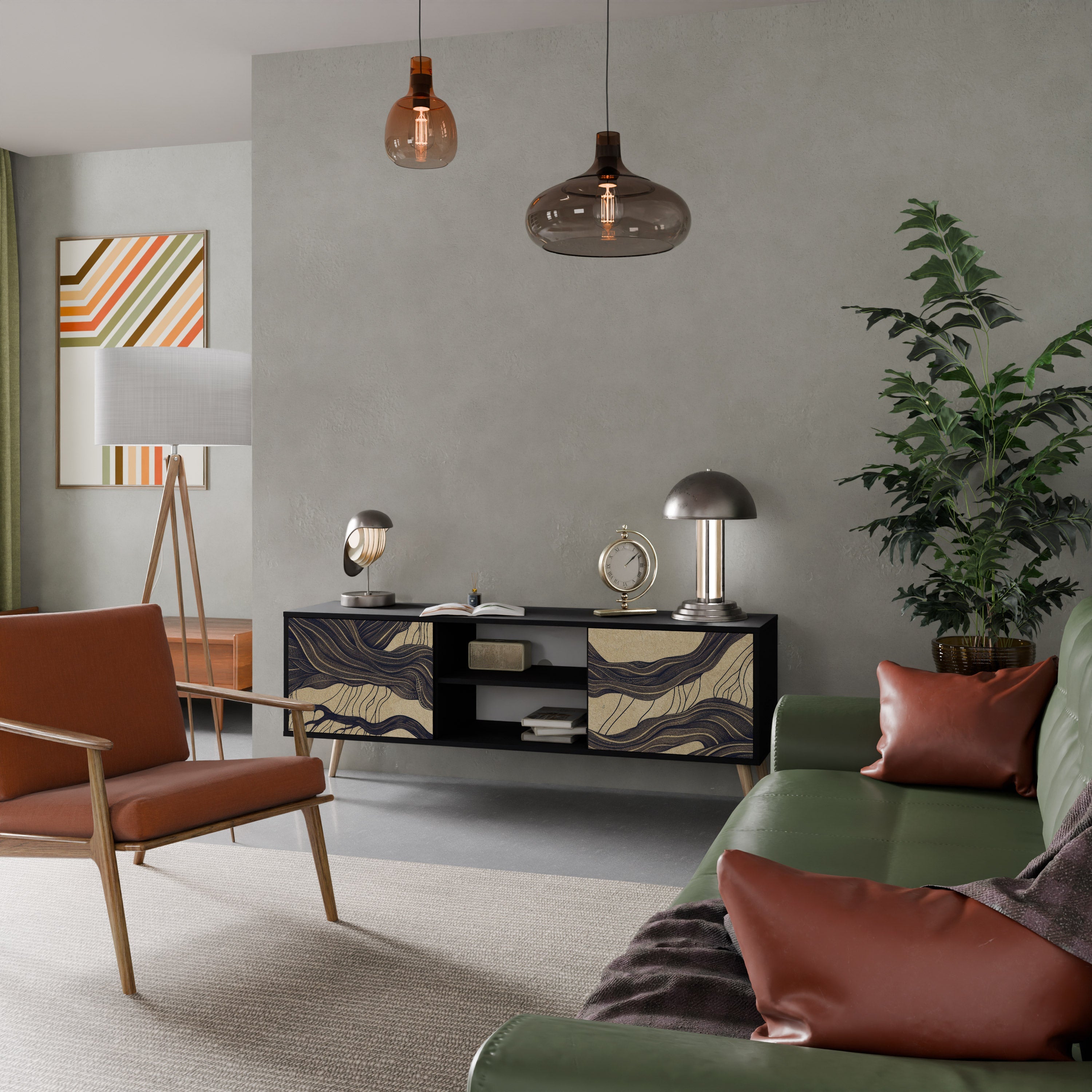 UNIFIED FRAGMENTS TV-Lowboard mit 2 Türen in Schwarz