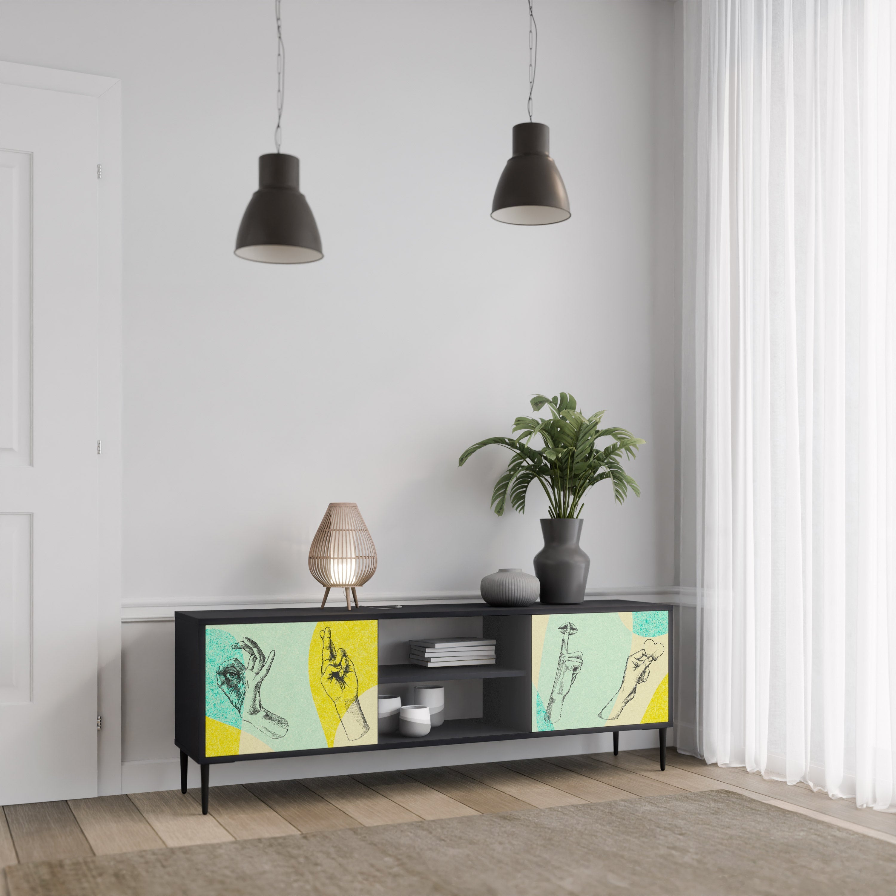 BODY LANGUAGE TV-Lowboard mit 2 Türen in Schwarz
