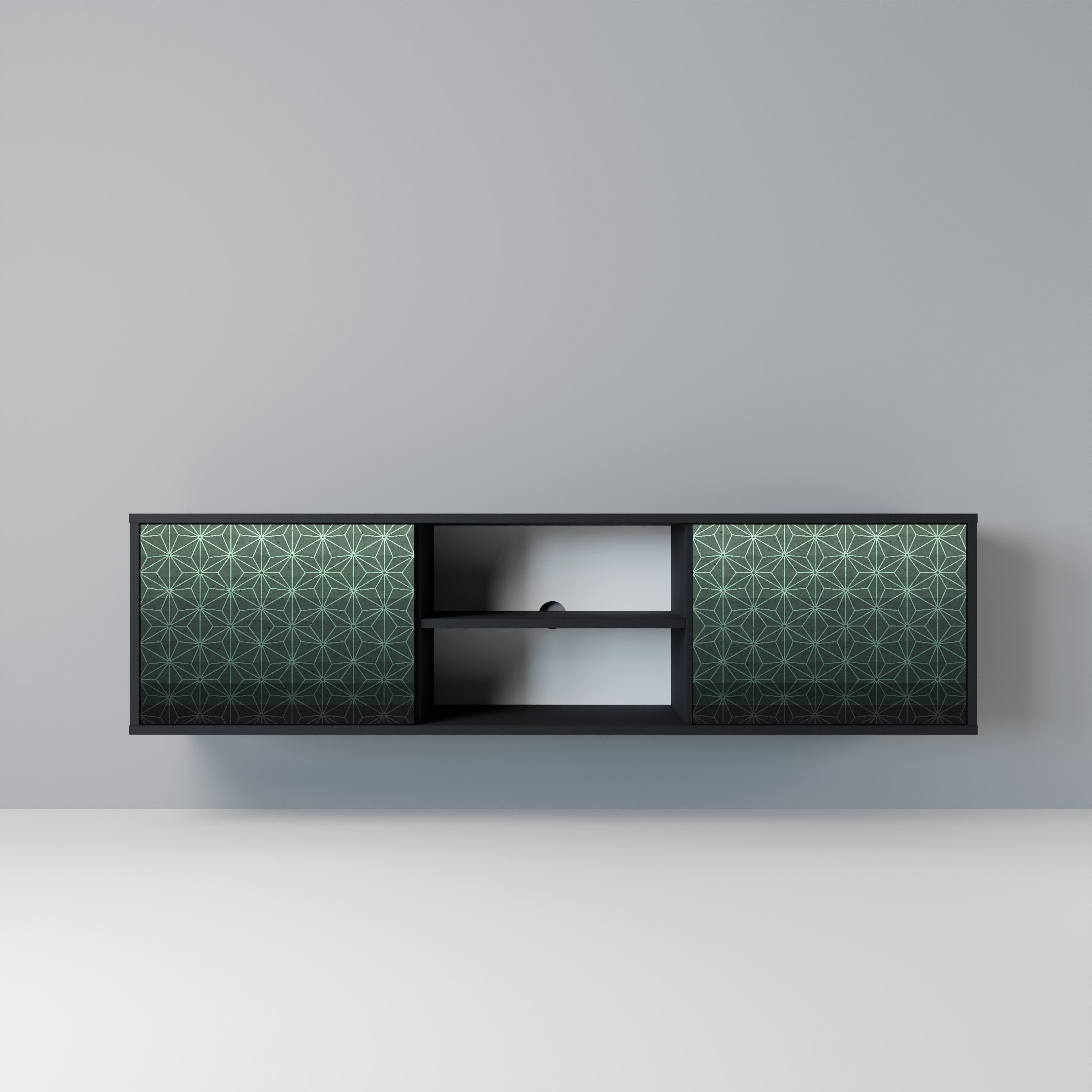 ORNAMENTAL GLIMMER TV-Lowboard mit 2 Türen in Schwarz