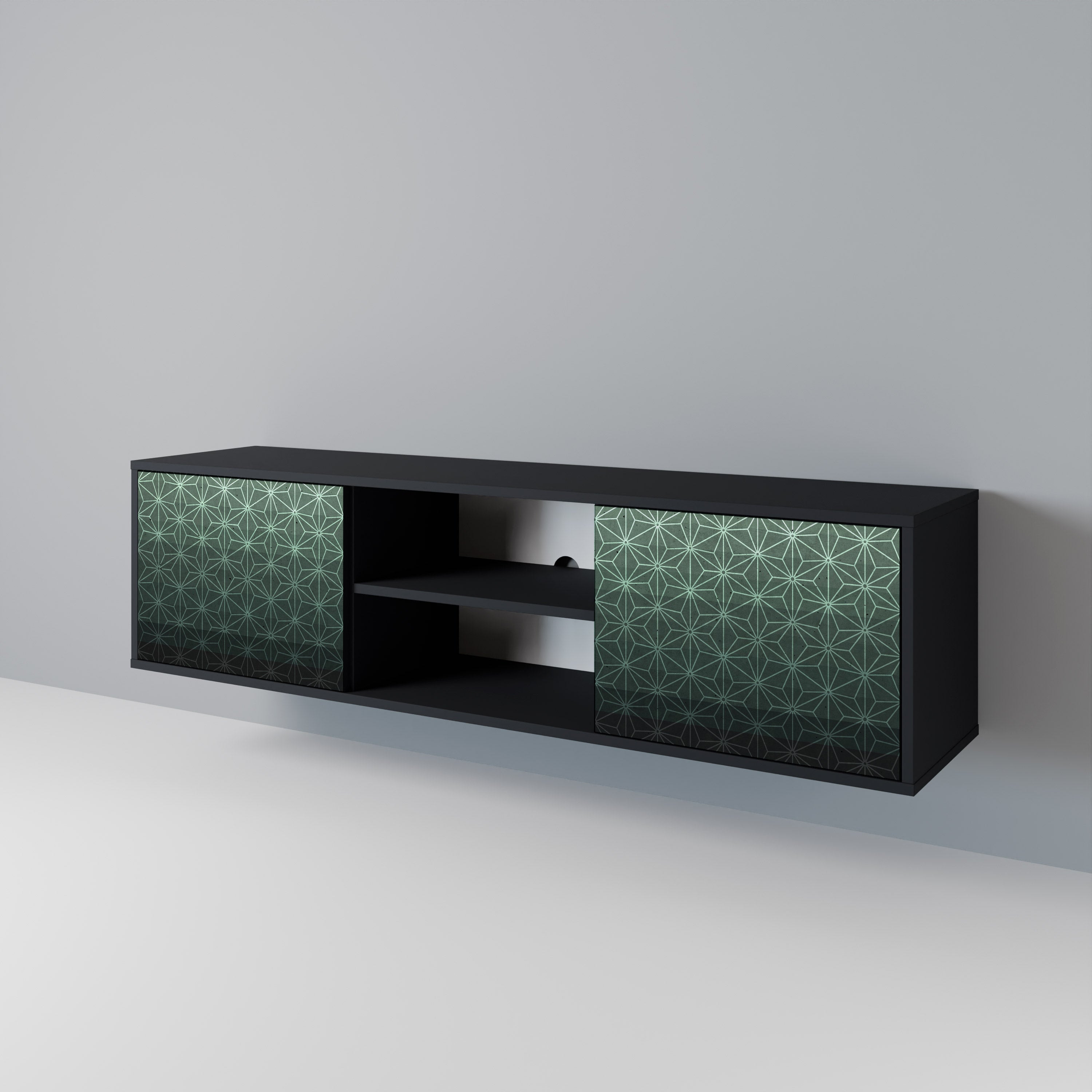 ORNAMENTAL GLIMMER TV-Lowboard mit 2 Türen in Schwarz