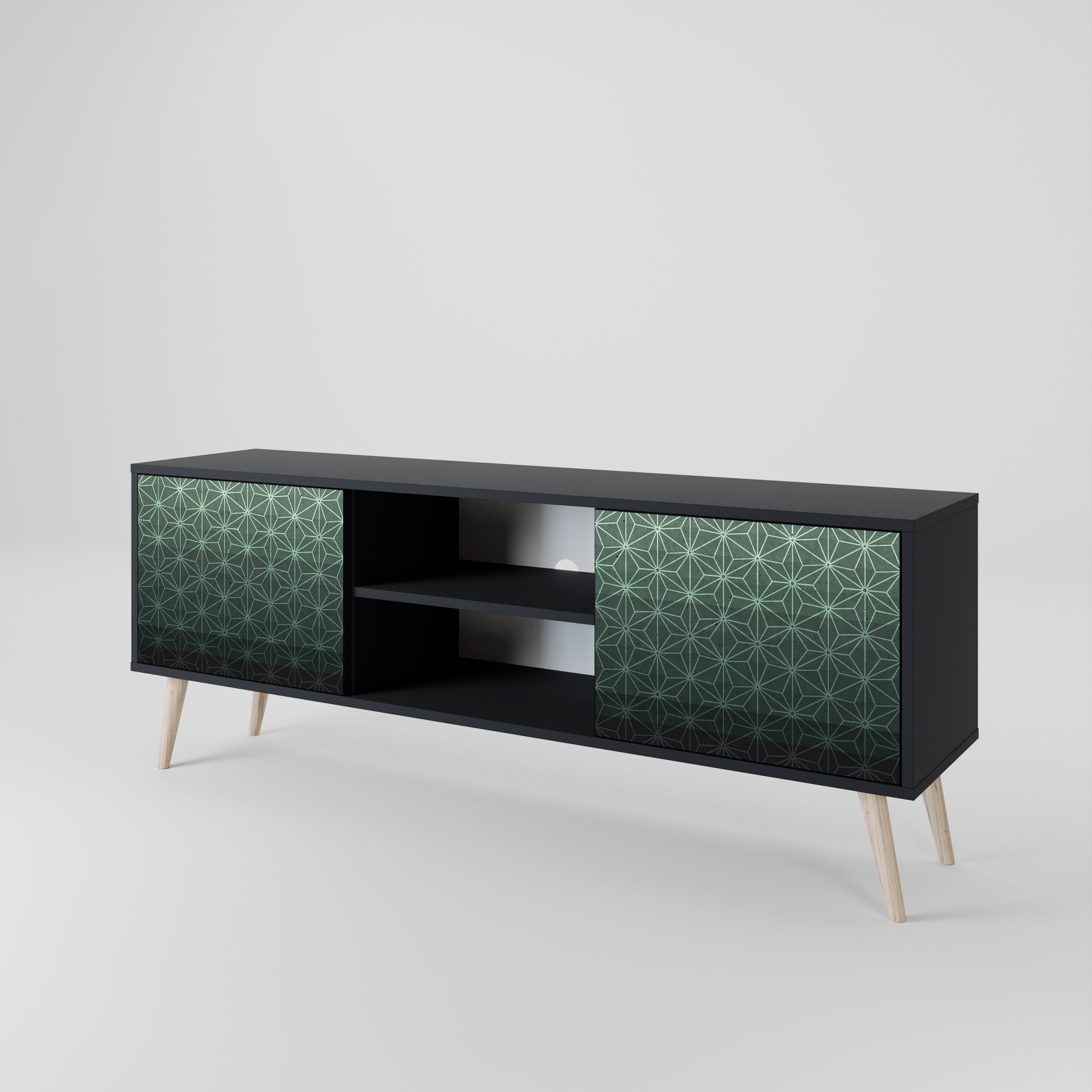 ORNAMENTAL GLIMMER TV-Lowboard mit 2 Türen in Schwarz