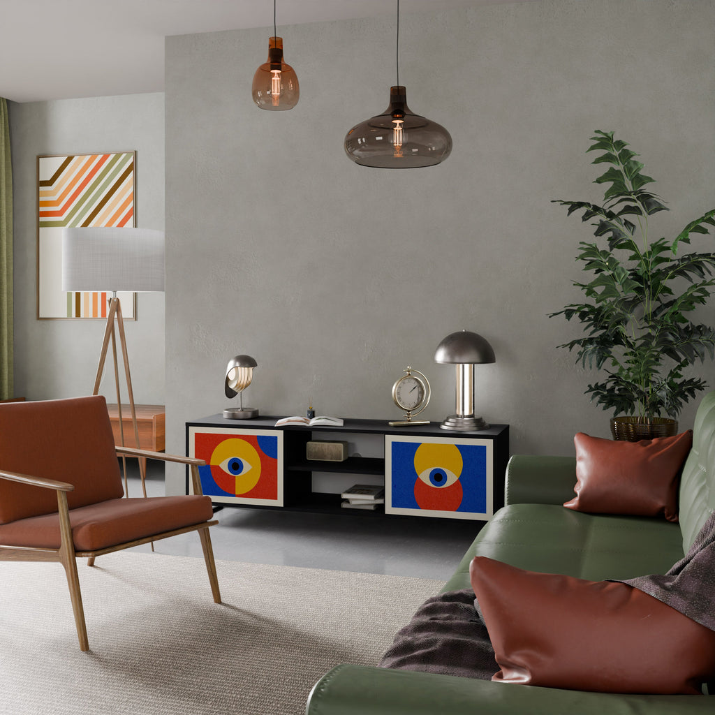 GEOMETRIC EYES TV-Lowboard mit 2 Türen in Schwarz