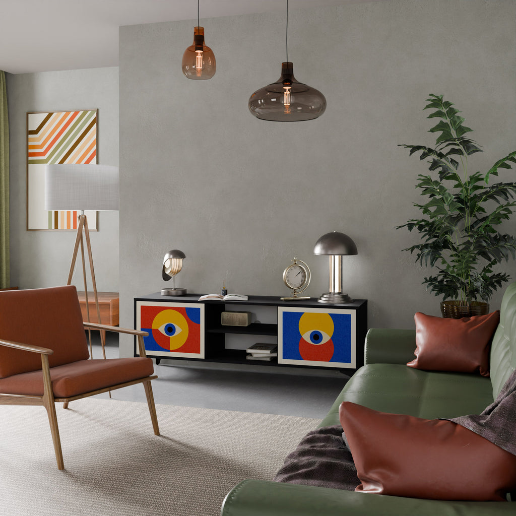 GEOMETRIC EYES TV-Lowboard mit 2 Türen in Schwarz