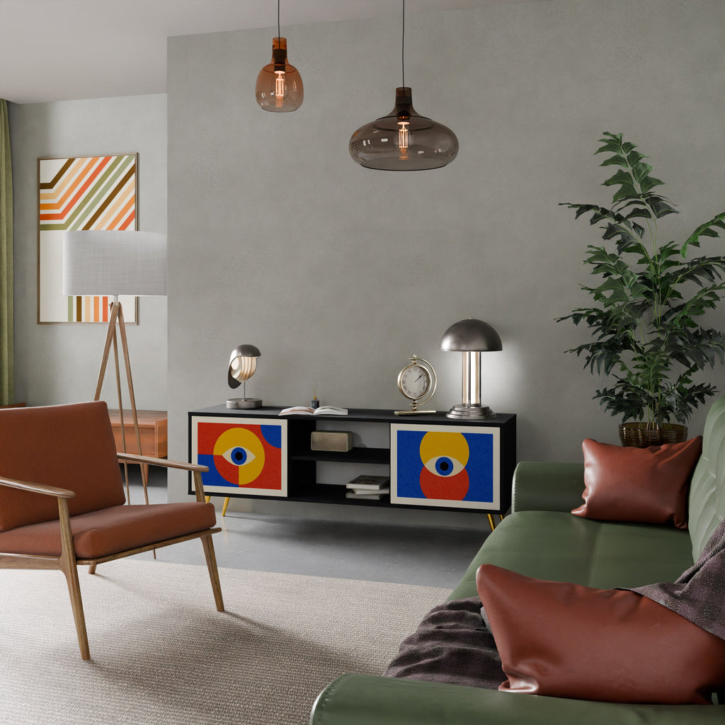 GEOMETRIC EYES TV-Lowboard mit 2 Türen in Schwarz