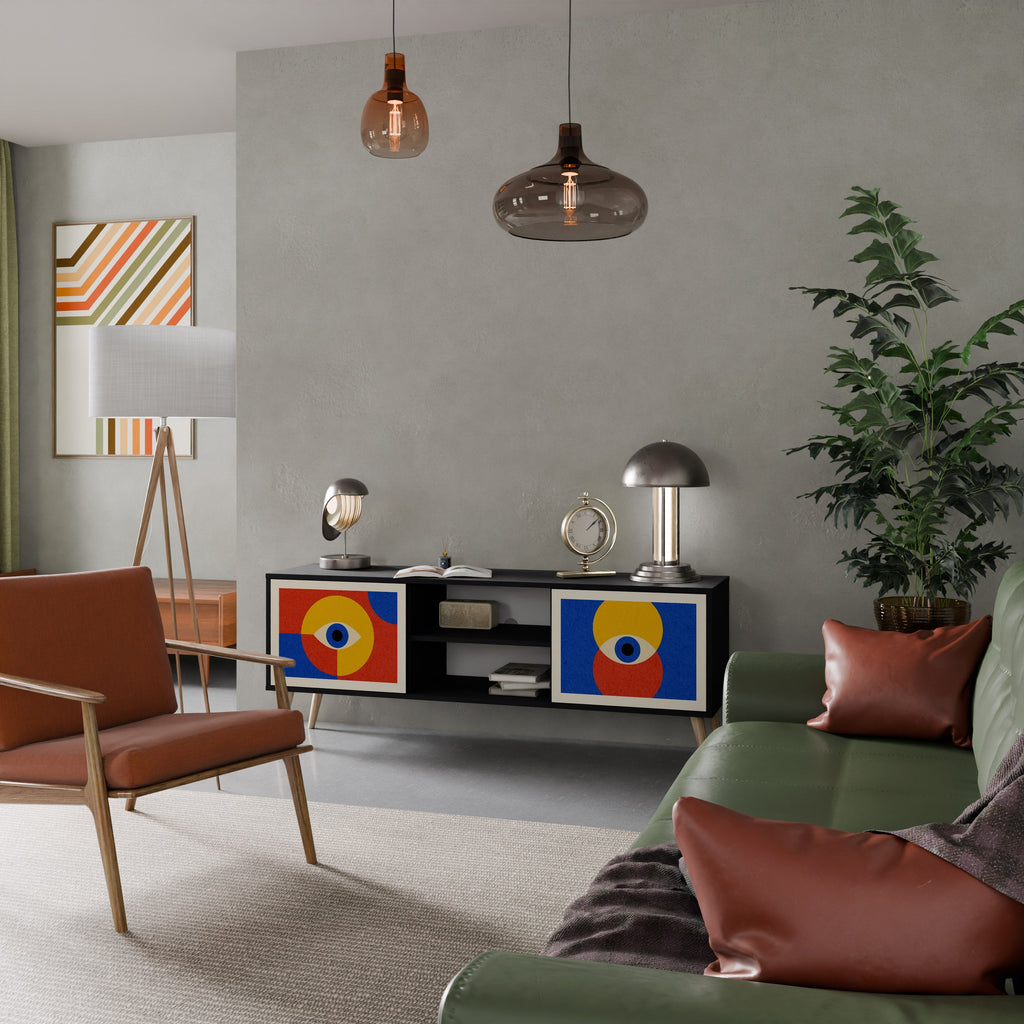 GEOMETRIC EYES TV-Lowboard mit 2 Türen in Schwarz