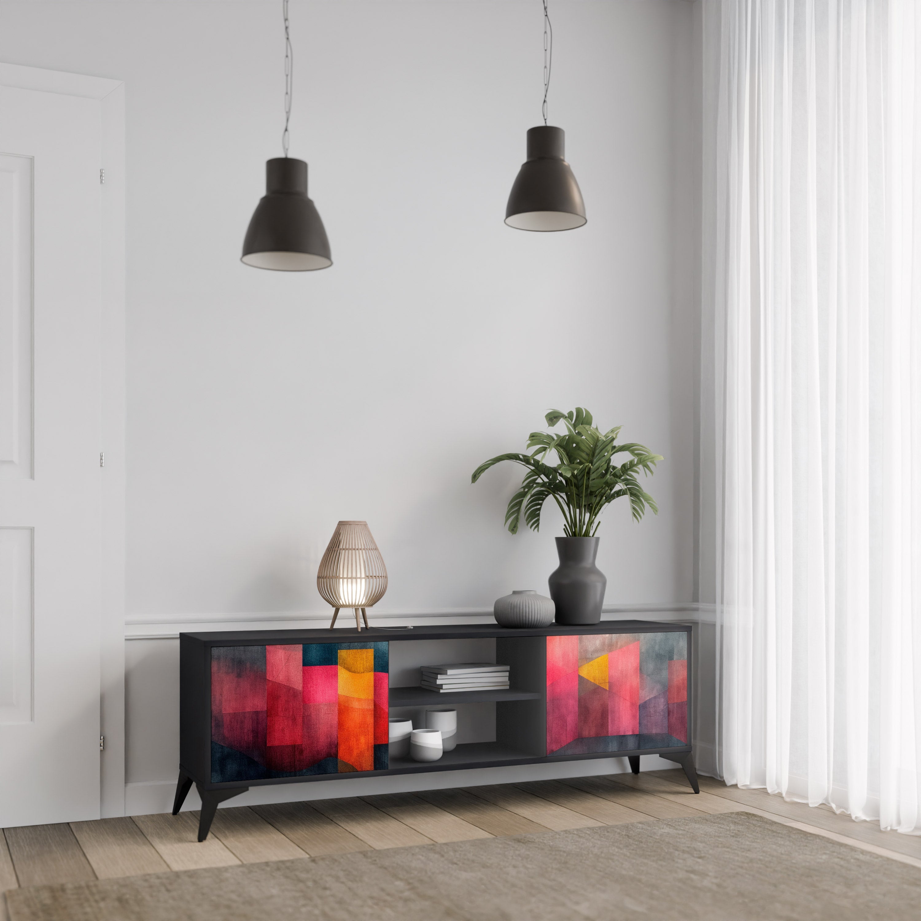 COLORFUL SOUNDS TV-Lowboard mit 2 Türen in Schwarz