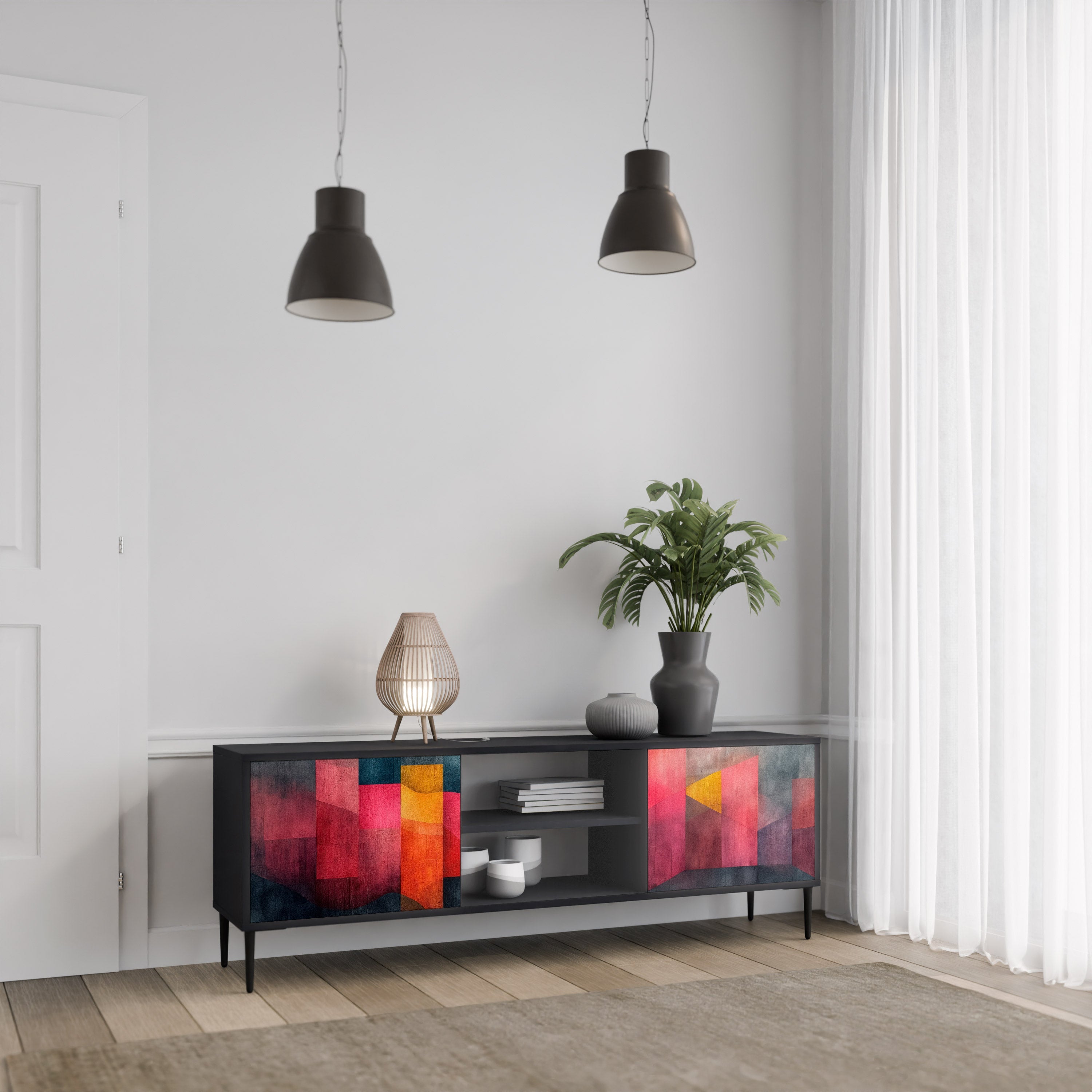 COLORFUL SOUNDS TV-Lowboard mit 2 Türen in Schwarz