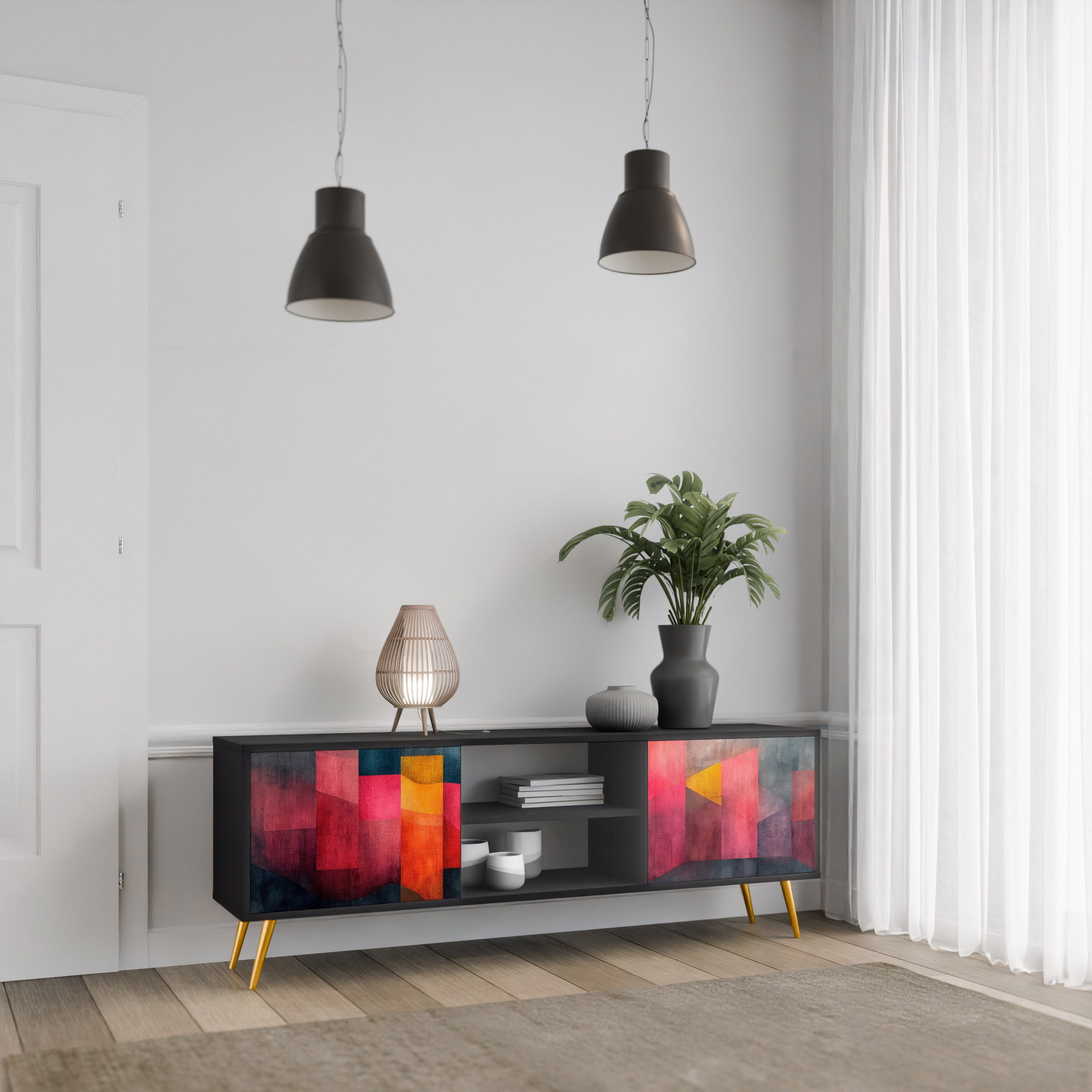 COLORFUL SOUNDS TV-Lowboard mit 2 Türen in Schwarz